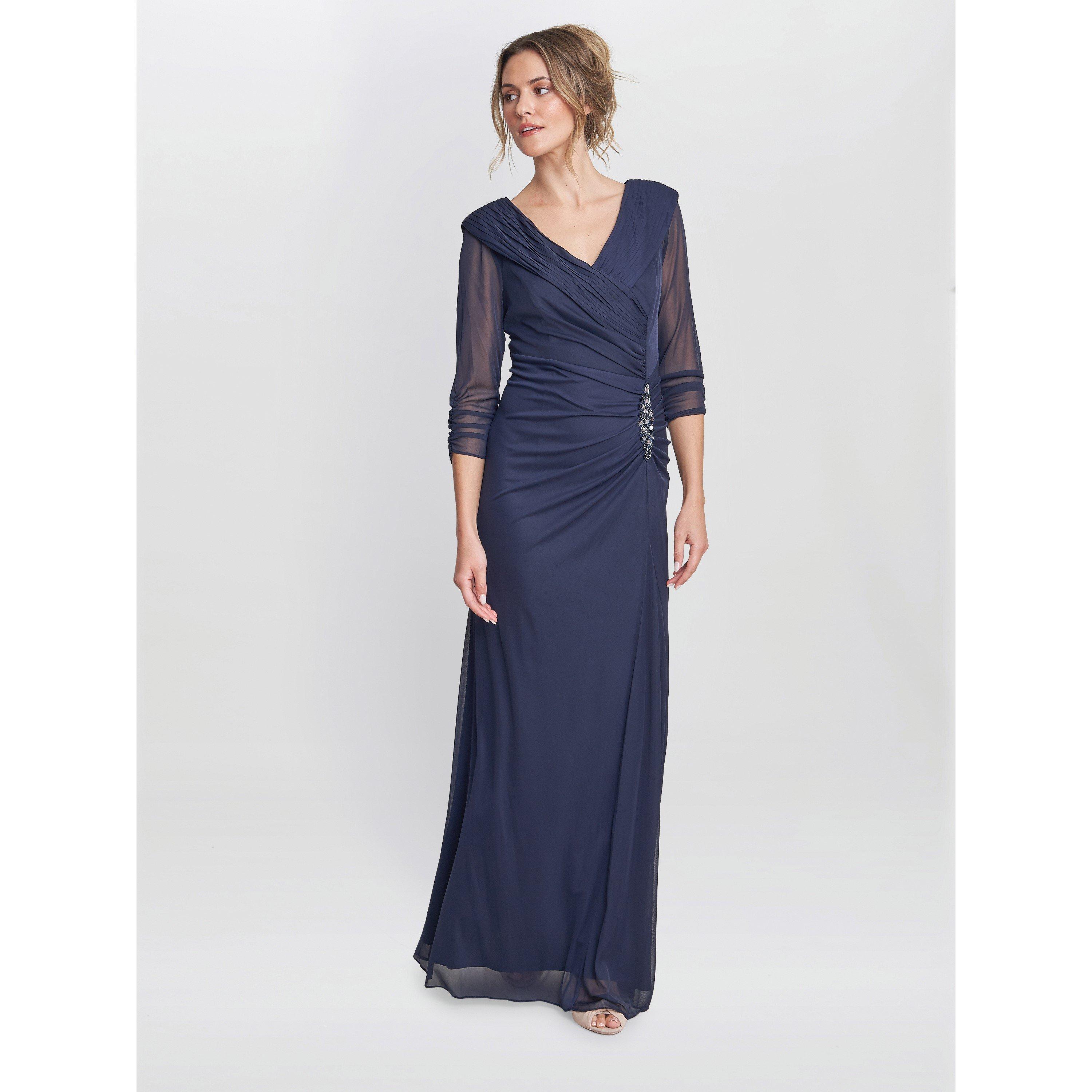 Navy - Gina Bacconi - Georgina Maxi Portrait Collar Dress - 1