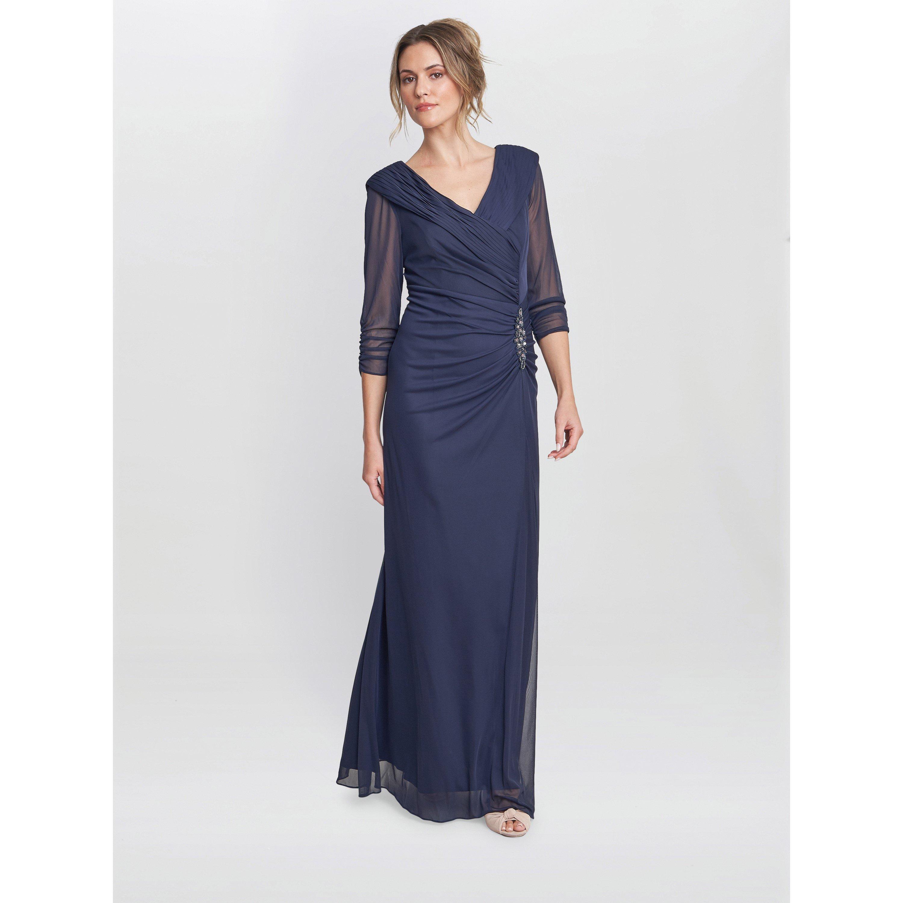 Navy - Gina Bacconi - Georgina Maxi Portrait Collar Dress - 3