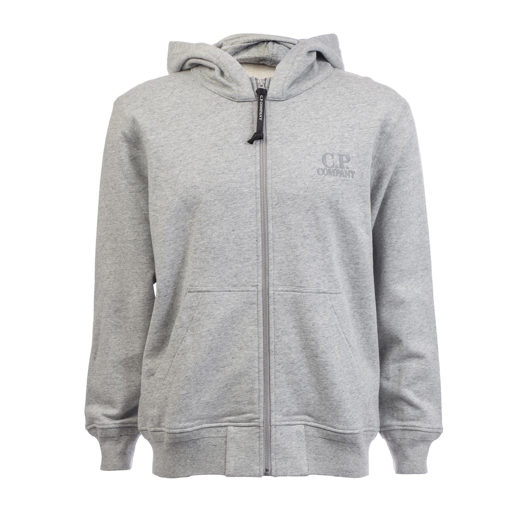 Grey - CP Company - Diagonal Raised Fleece Logo Full-Zip Hoodie - 1