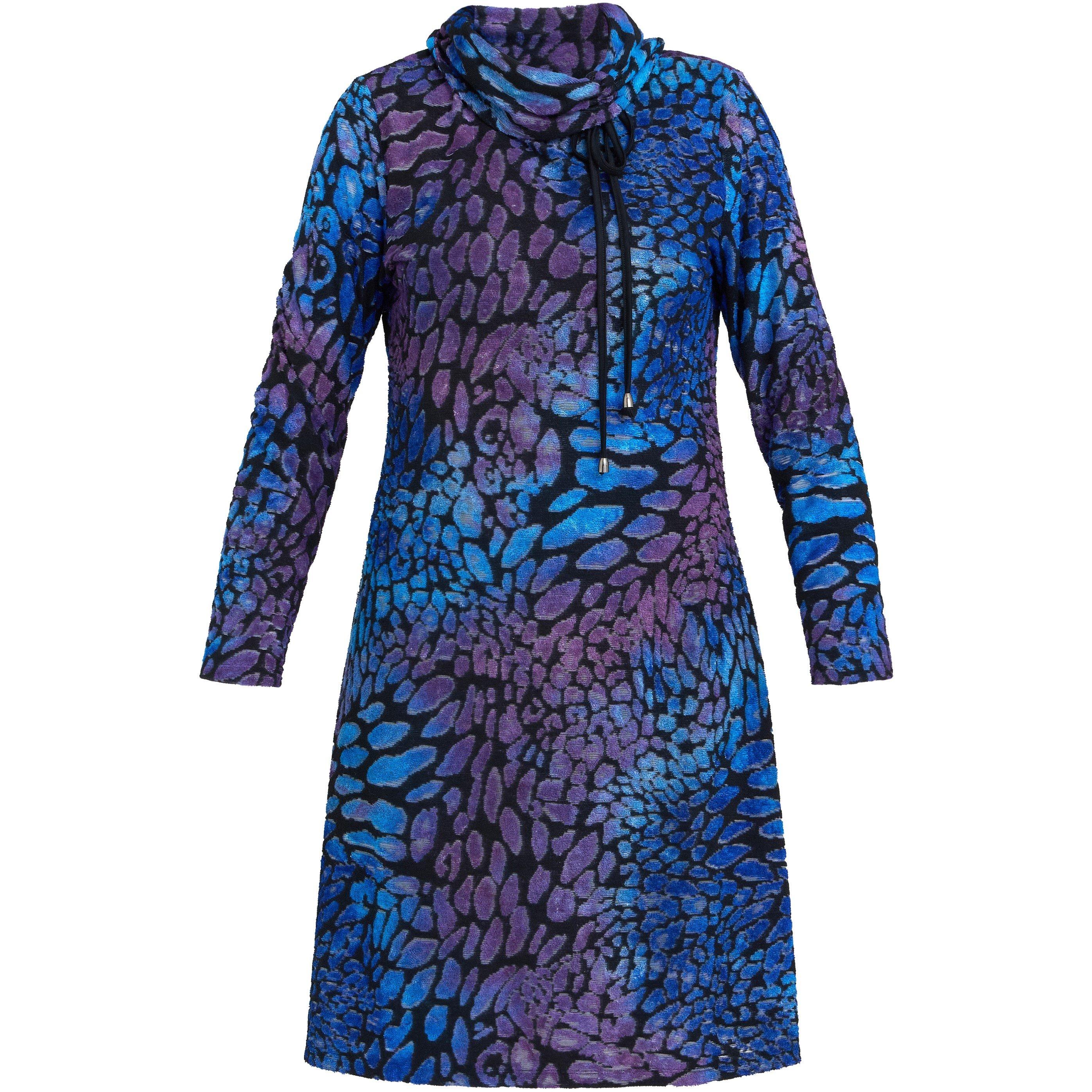Blue - Gina Bacconi - Aileen Abstract Print Dress - 1
