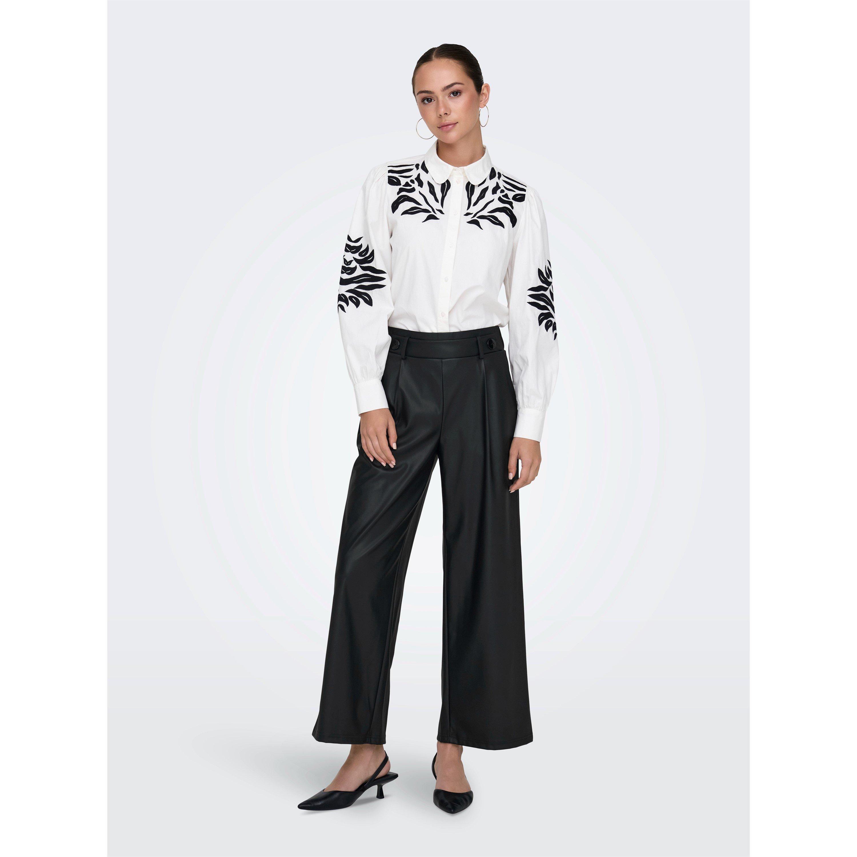 Schwarz - Only - Women's Leather Trousers - 1