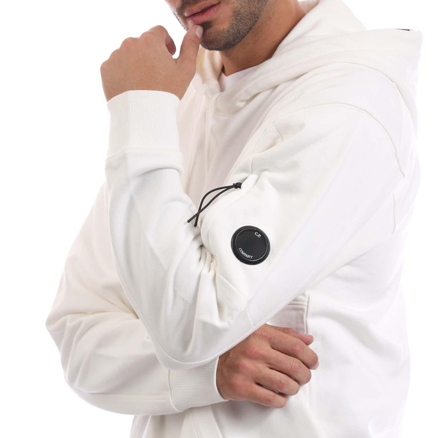 White - CP Company - Diagonal Raised Fleece Lens Hoodie - 2