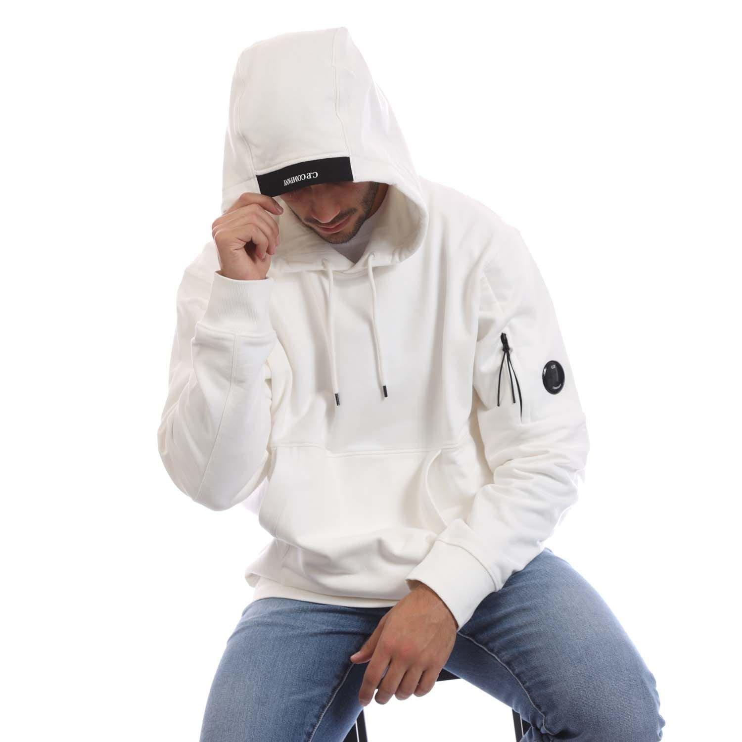 White - CP Company - Diagonal Raised Fleece Lens Hoodie - 4