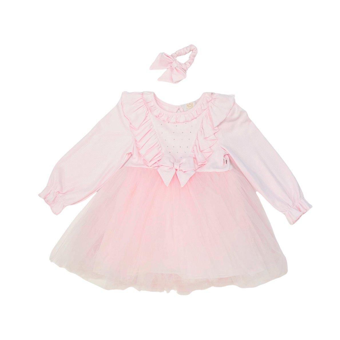 Pink - Caramelo Kids - Kids' Bow Tulip Dress with Headband Set - 1