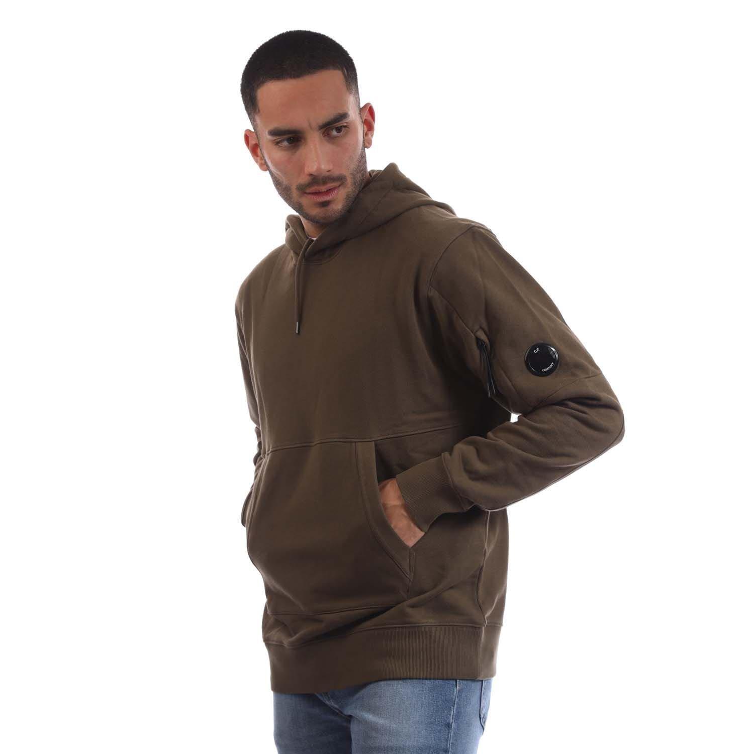 CP Company Diagonal Raised Fleece Lens Hoodie - Green - XL