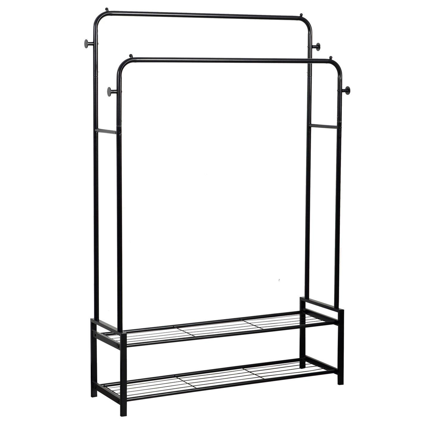 Black - House of Home - Freestanding Double Clothes Rail 3.5ft x 5.5 - 3