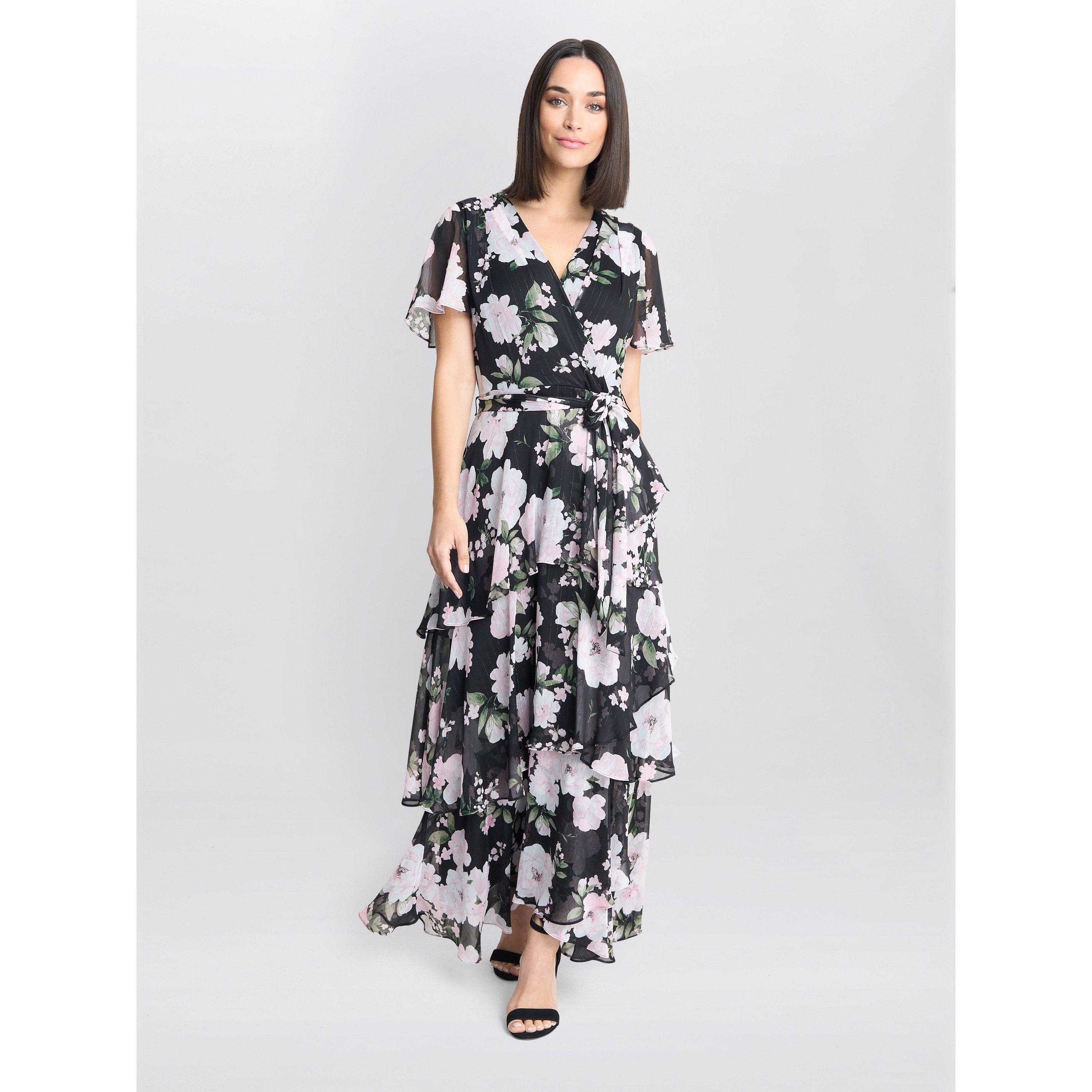 Black / Multi - Gina Bacconi - Sally Printed Maxi Tiered Dress - 3