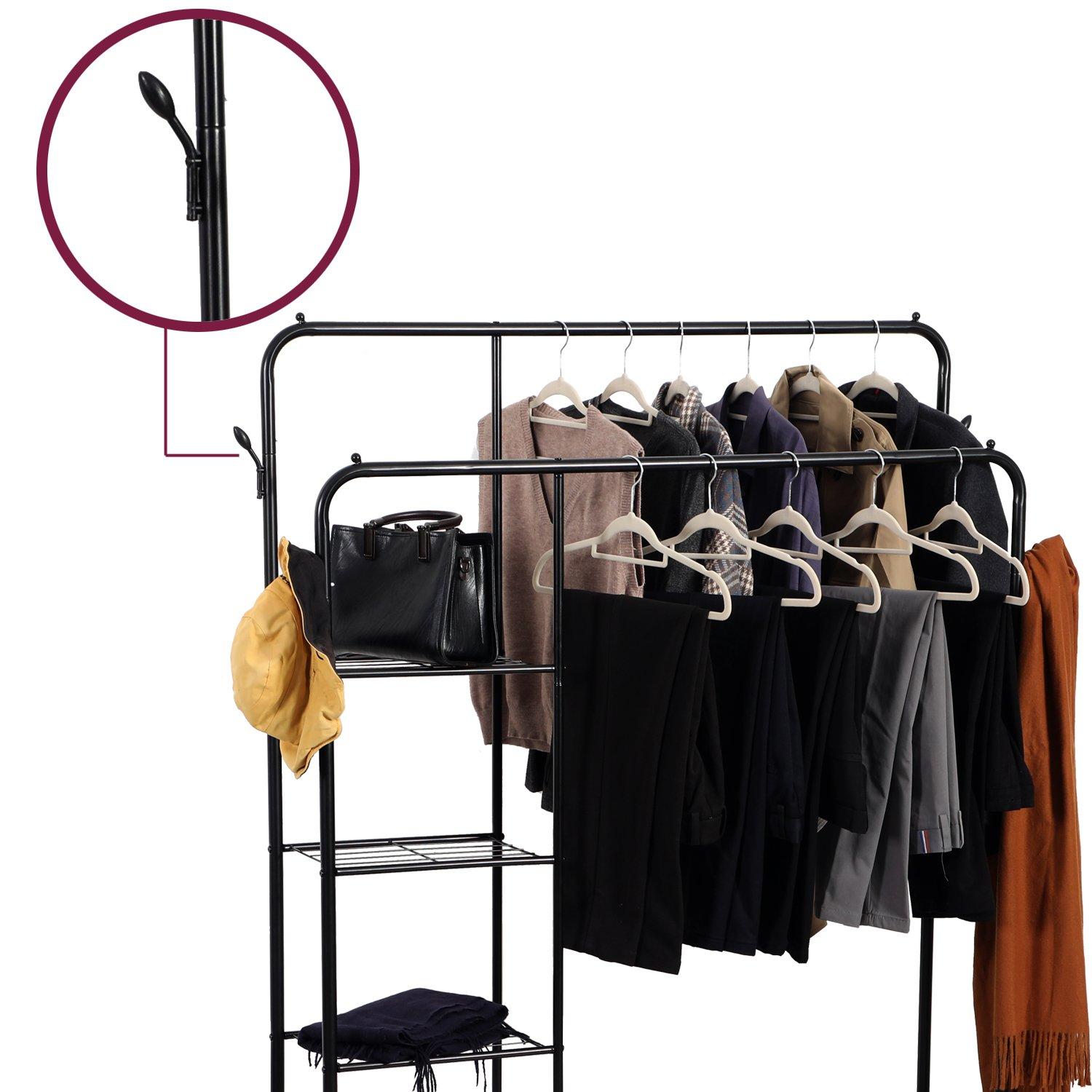 House of Home Double Clothes Rail with 2 Shoe Racks ,3 Shelves | FRASERS