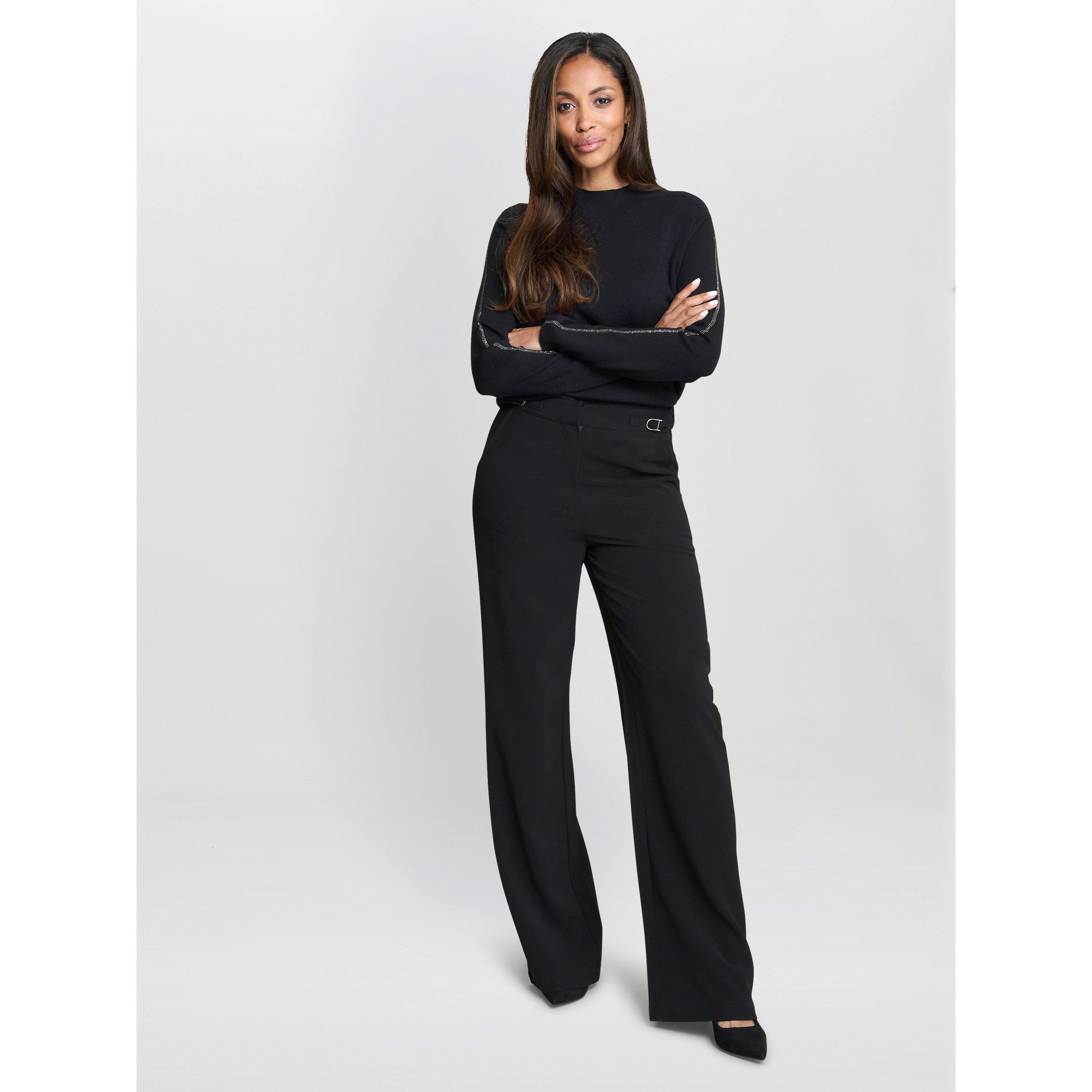 Black - Gina Bacconi - Women's Alexia Wide Leg Tailored Trousers - 6