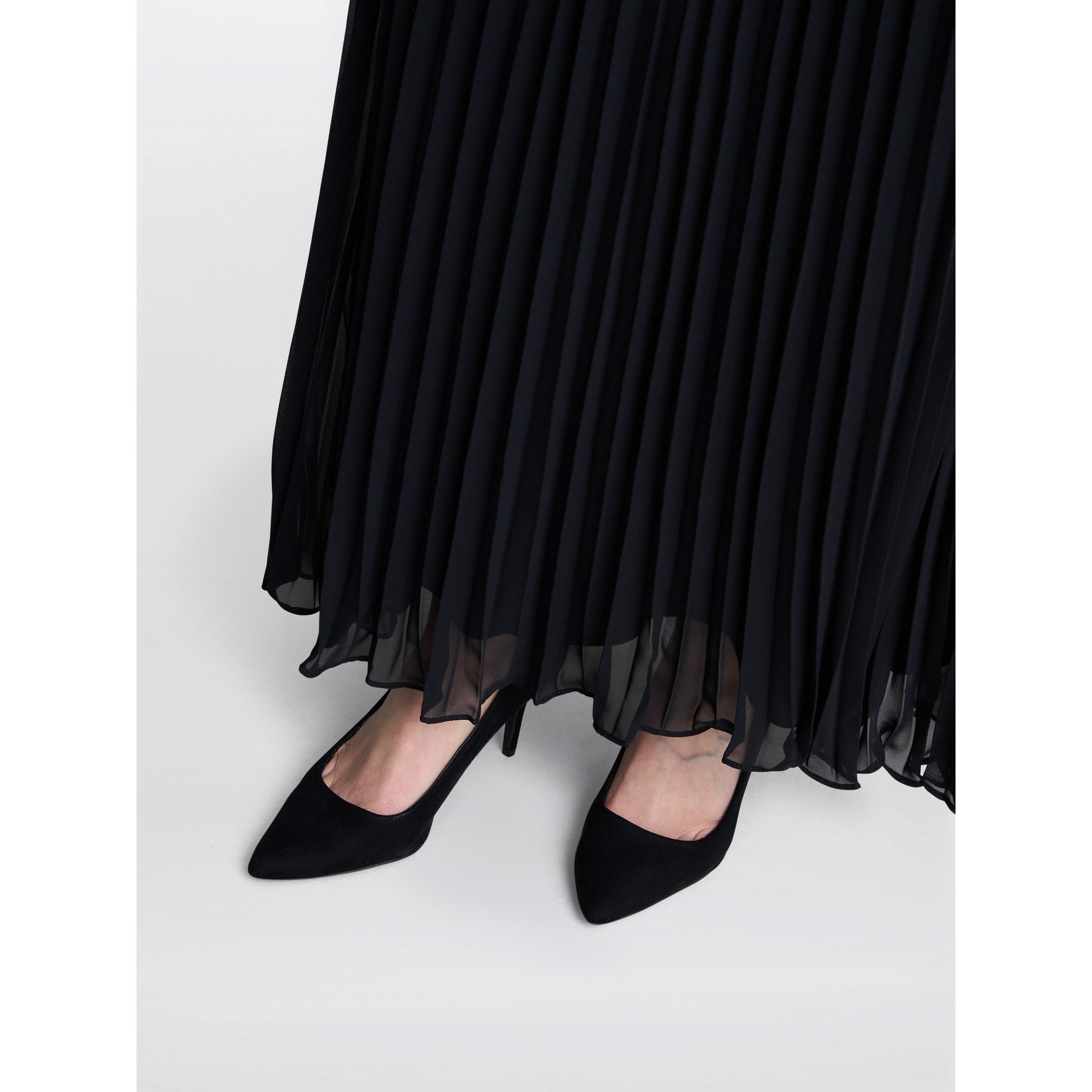 Black - Gina Bacconi - Women's Annie Long Pleated A Line Skirt - 4
