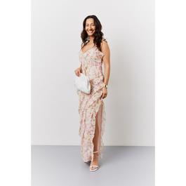 In The Style Floral Frill Maxi Dress