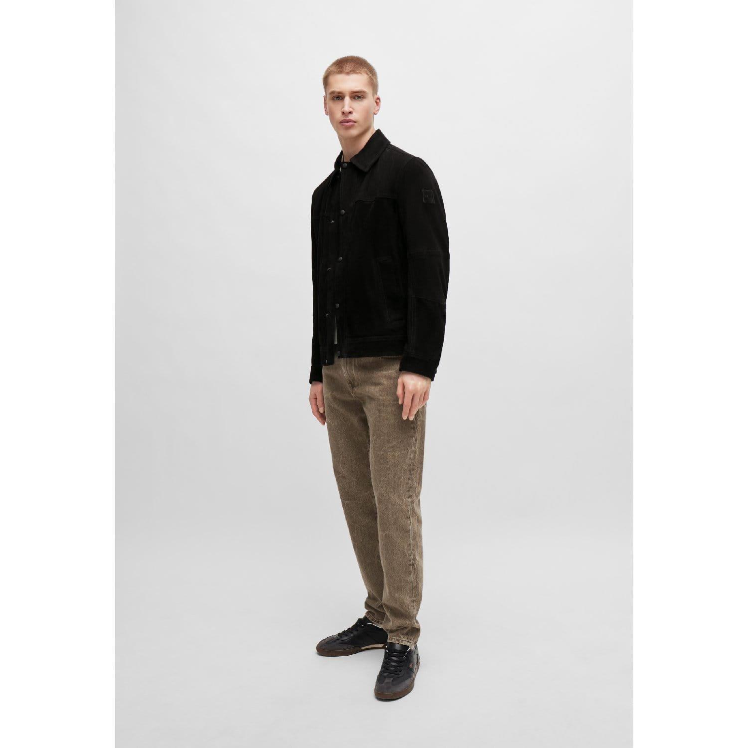 Black - Boss - Jomister Suede Bomber Jacket - 4