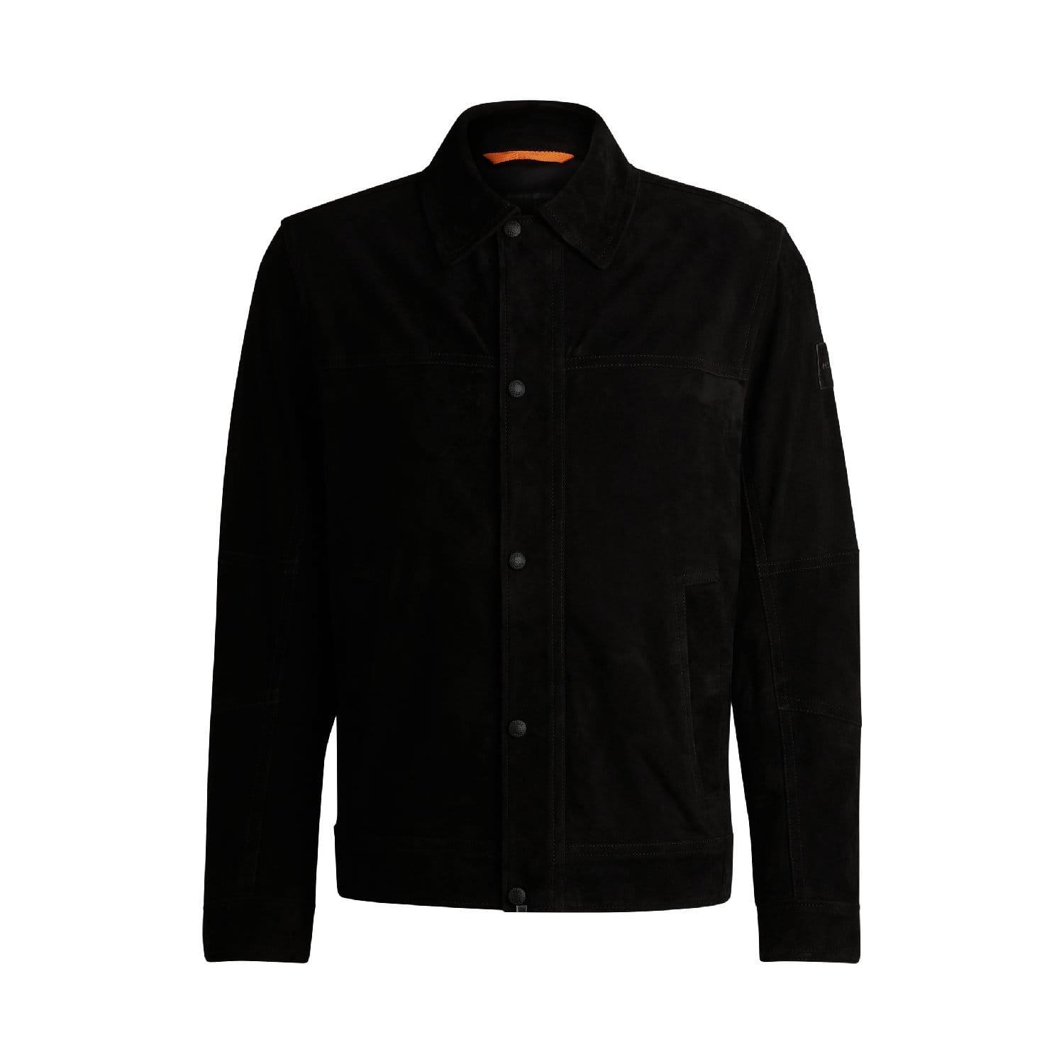 Black - Boss - Jomister Suede Bomber Jacket - 5
