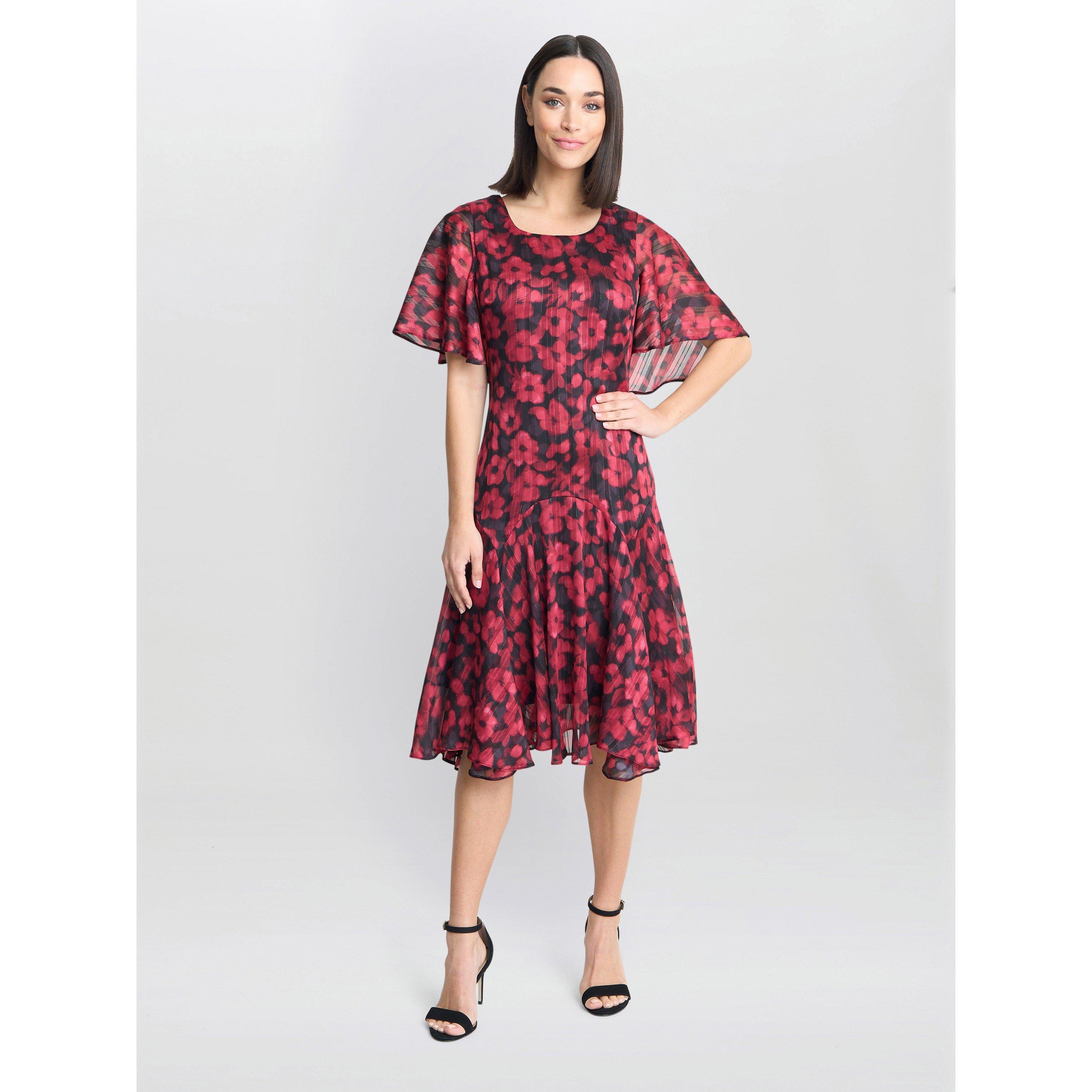 Gina Bacconi Women's Annette Chiffon Jersey Dress - Black / Red - 18
