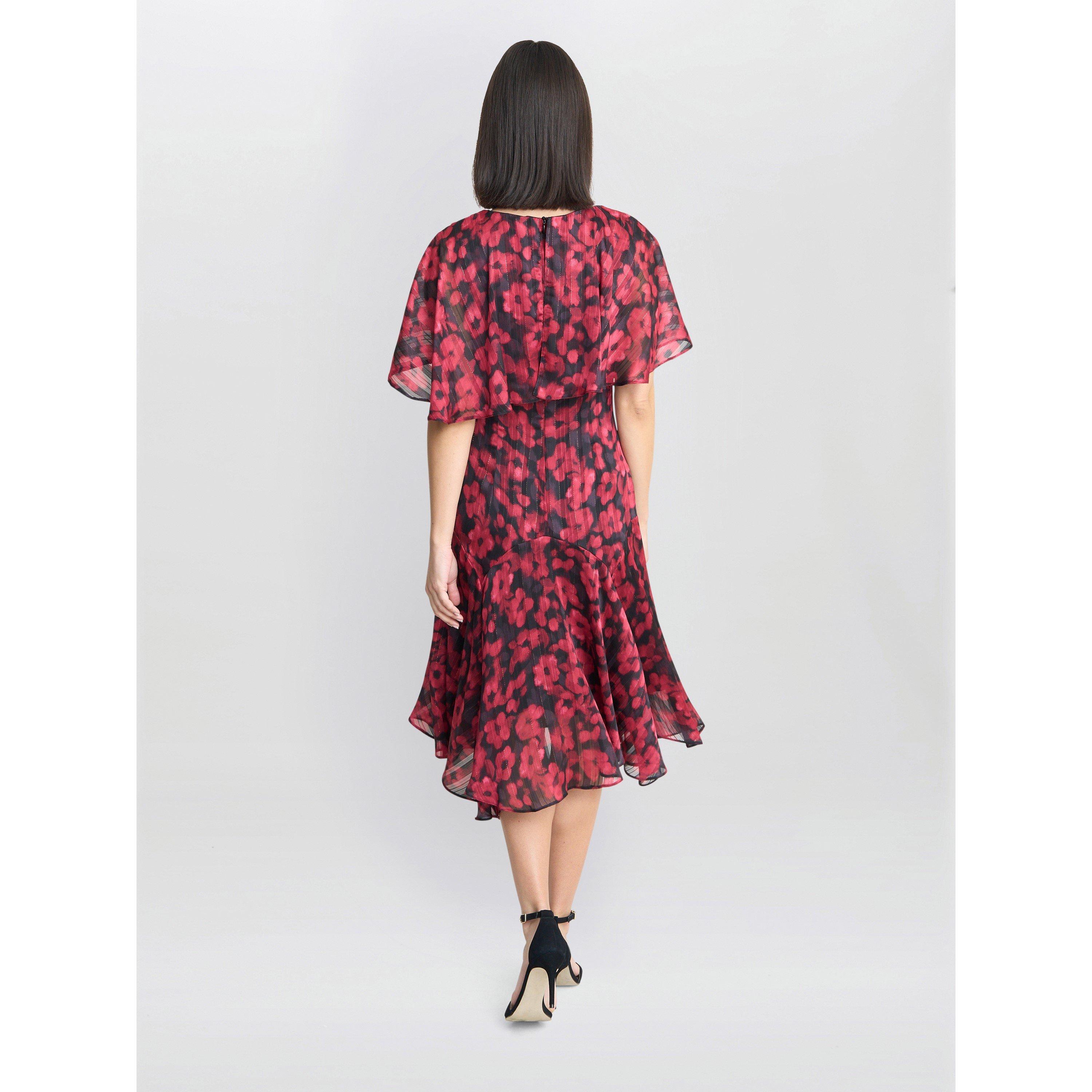 Black / Red - Gina Bacconi - Women's Annette Chiffon Jersey Dress - 2