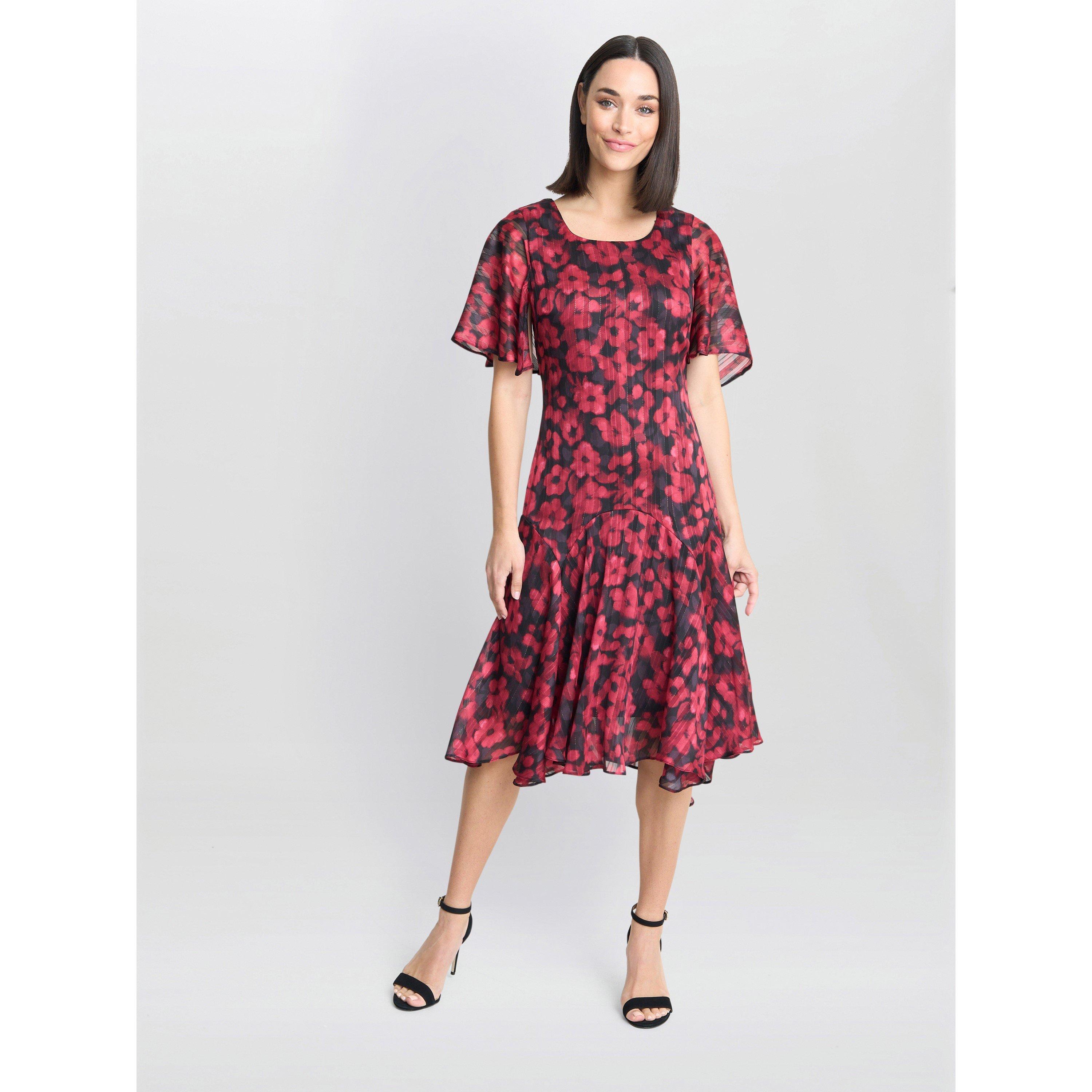 Black / Red - Gina Bacconi - Women's Annette Chiffon Jersey Dress - 3
