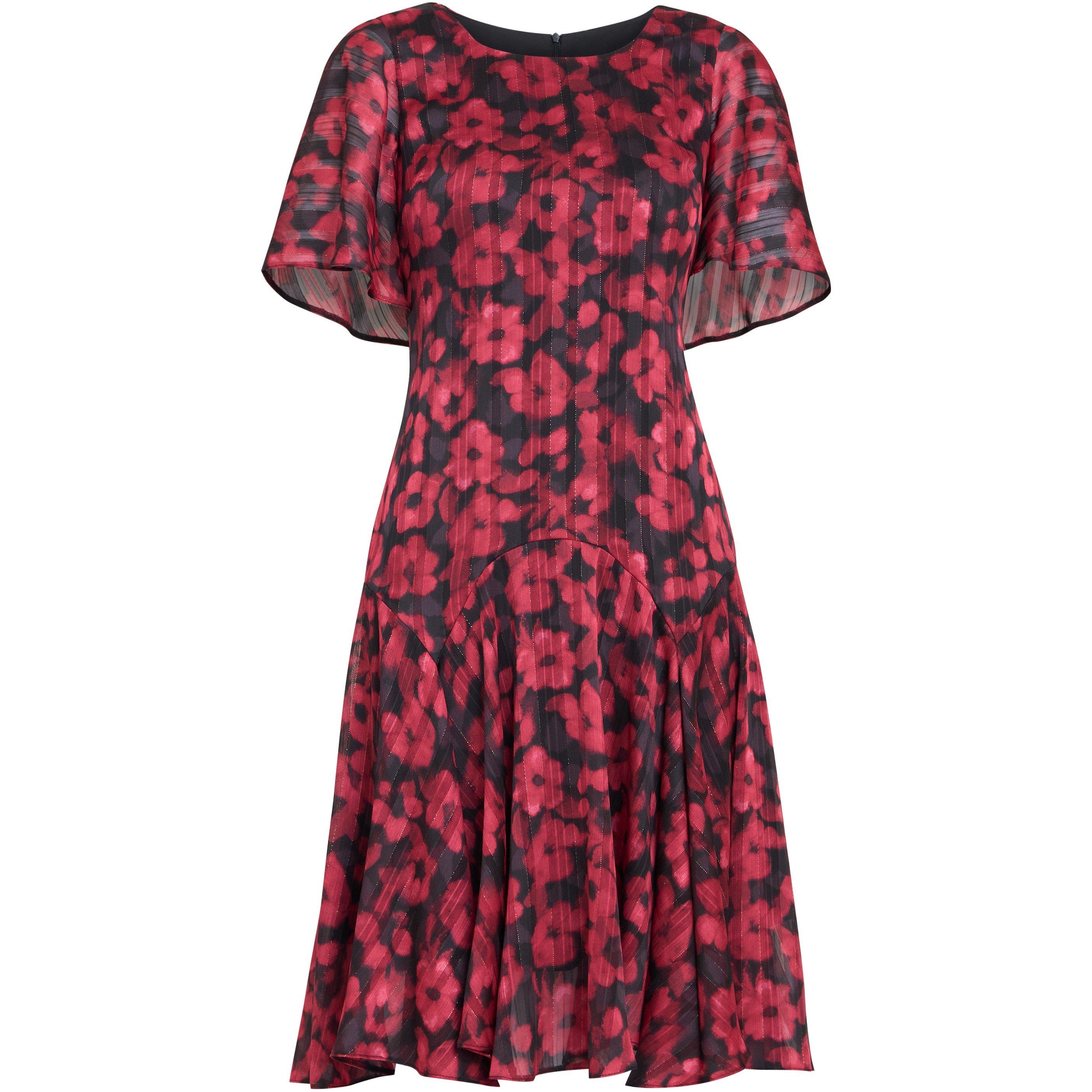 Black / Red - Gina Bacconi - Women's Annette Chiffon Jersey Dress - 4