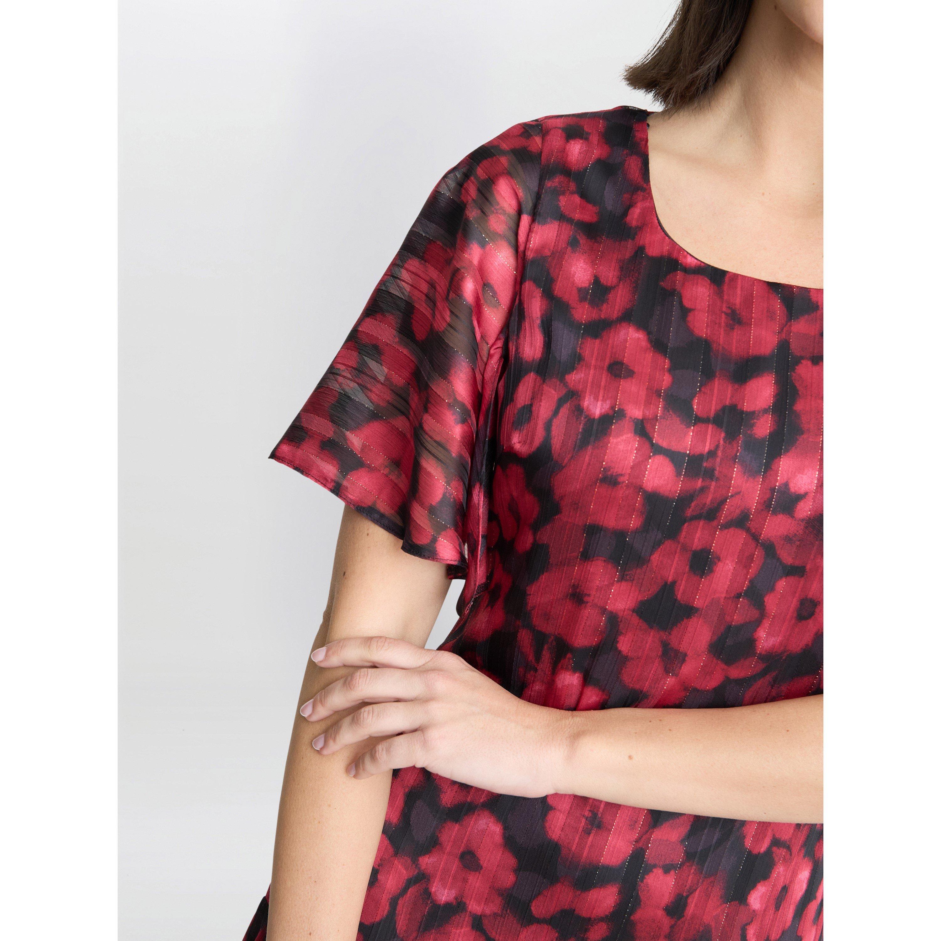 Black / Red - Gina Bacconi - Women's Annette Chiffon Jersey Dress - 5