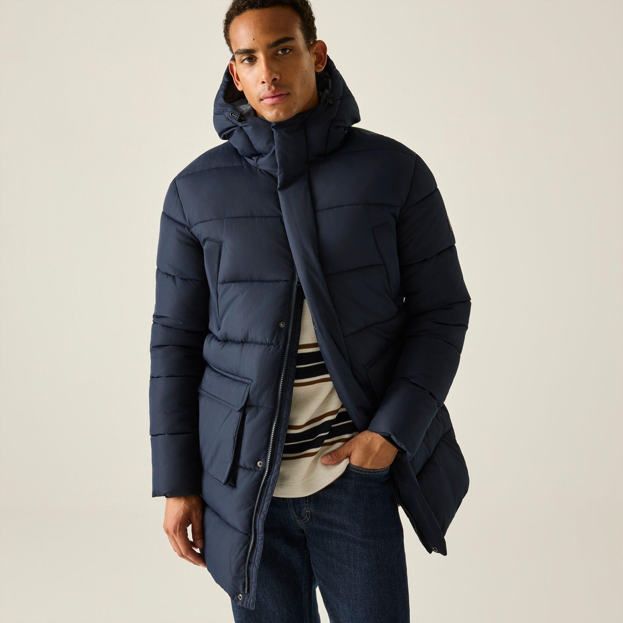 Navy(Grey Mirag - Regatta - Mens Marek Longline Insulated Jacket - 1