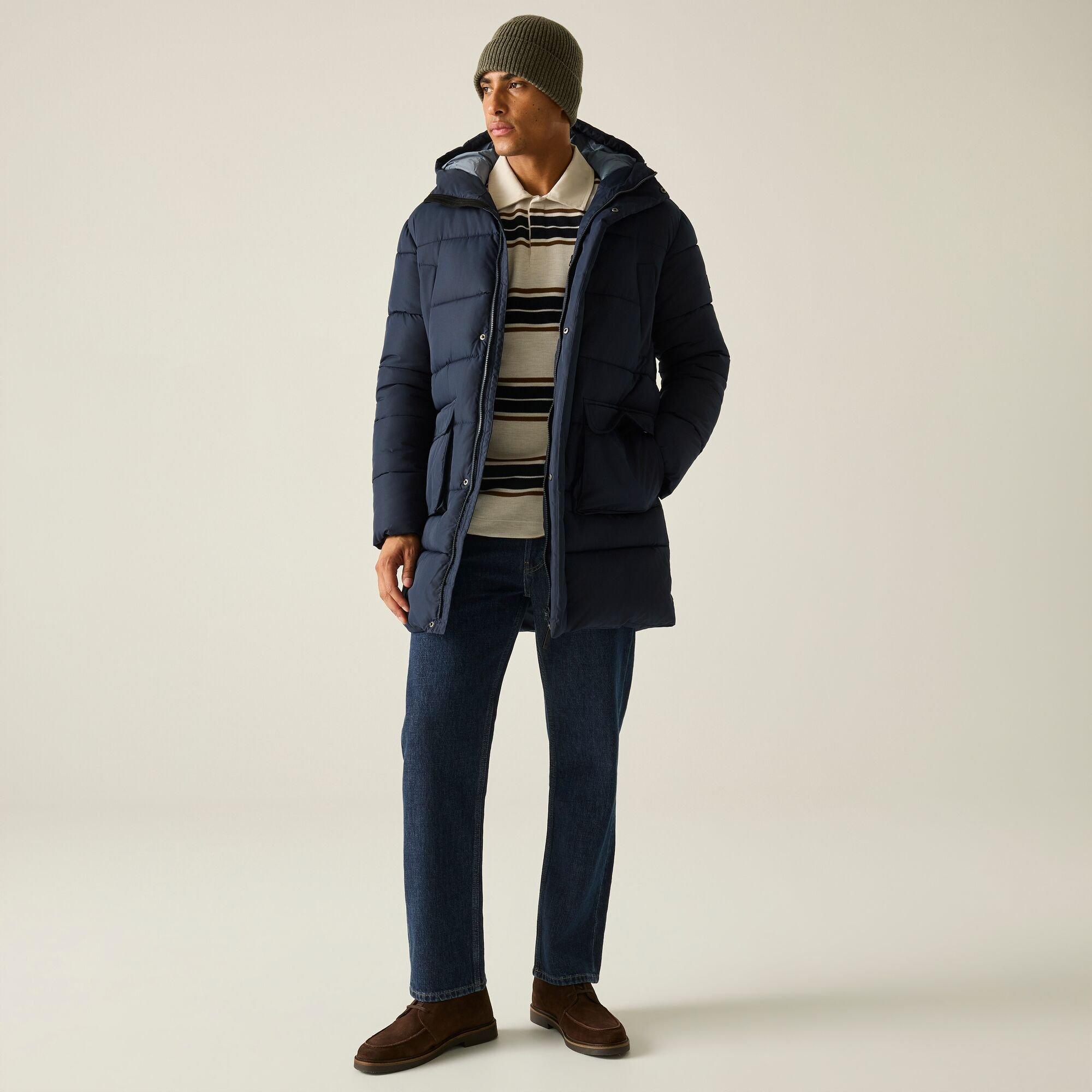 Navy(Grey Mirag - Regatta - Mens Marek Longline Insulated Jacket - 2