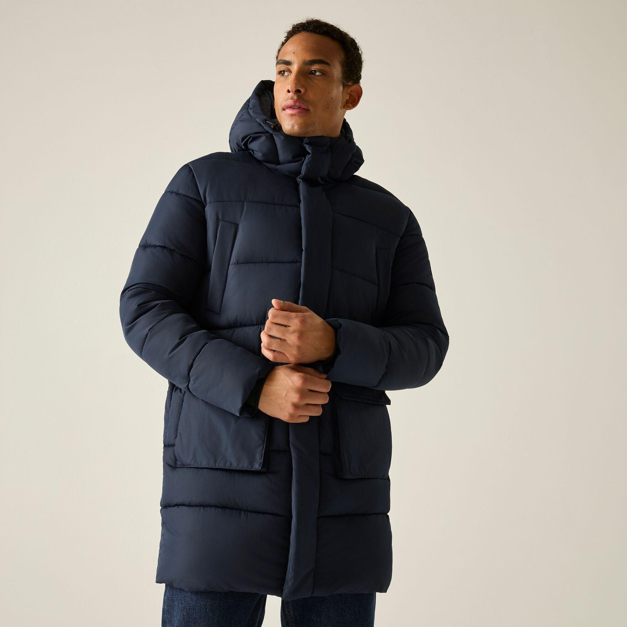 Navy(Grey Mirag - Regatta - Mens Marek Longline Insulated Jacket - 4