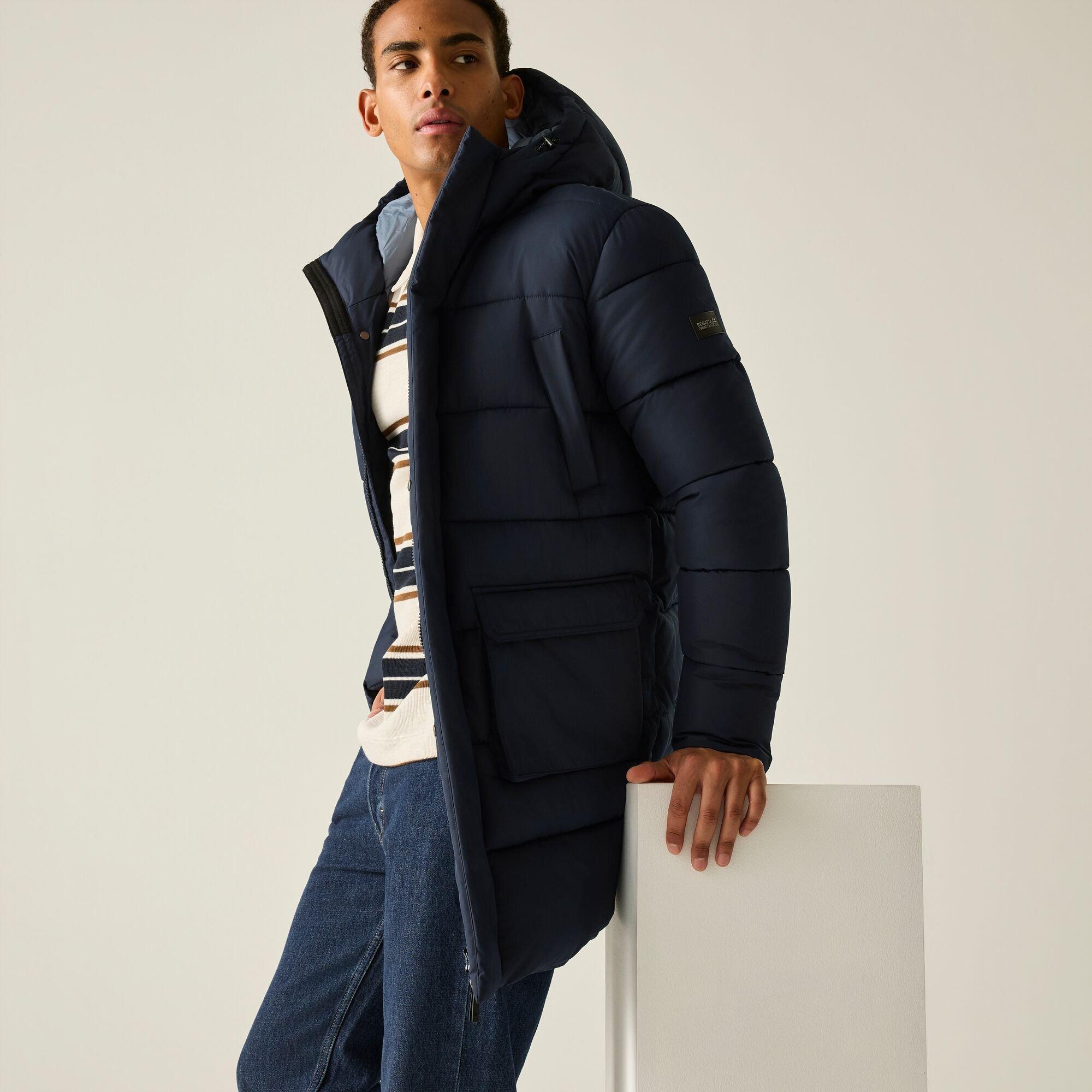 Navy(Grey Mirag - Regatta - Mens Marek Longline Insulated Jacket - 5