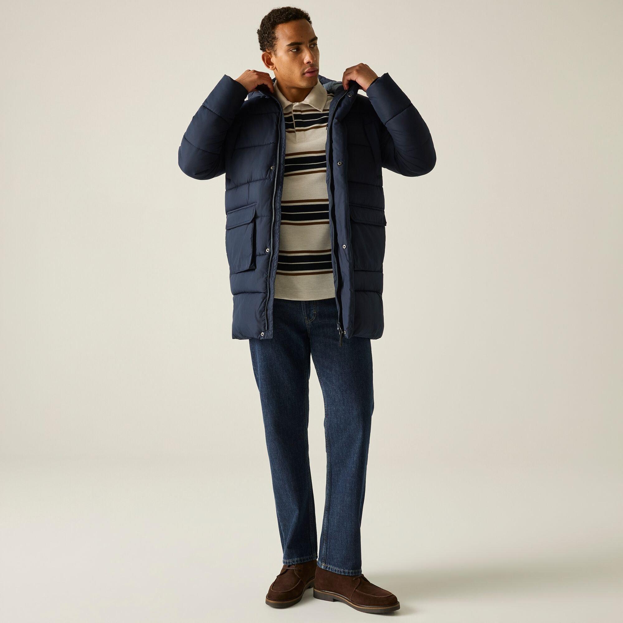 Navy(Grey Mirag - Regatta - Mens Marek Longline Insulated Jacket - 6