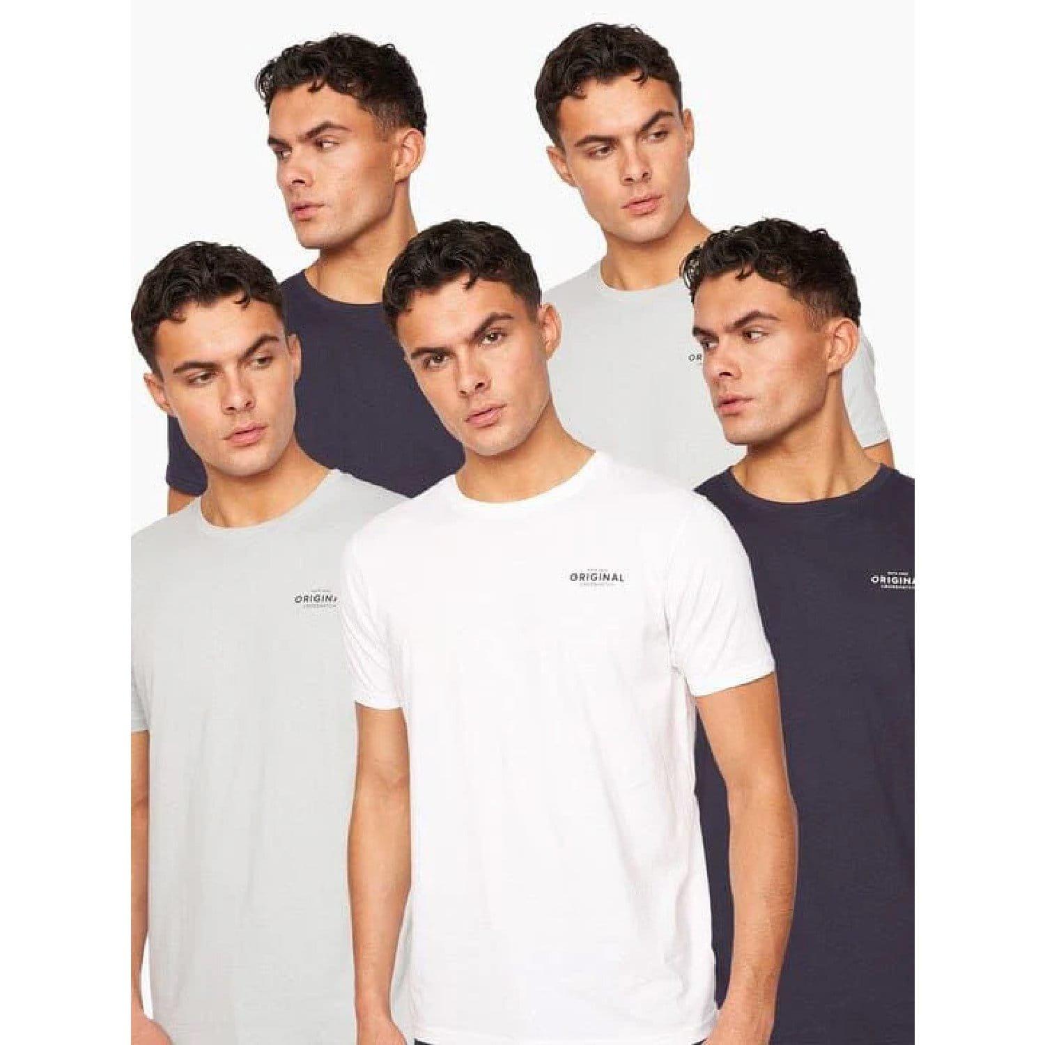 Multi Colour - Crosshatch - 5 Pack of Bailtee Print T-Shirts - 1