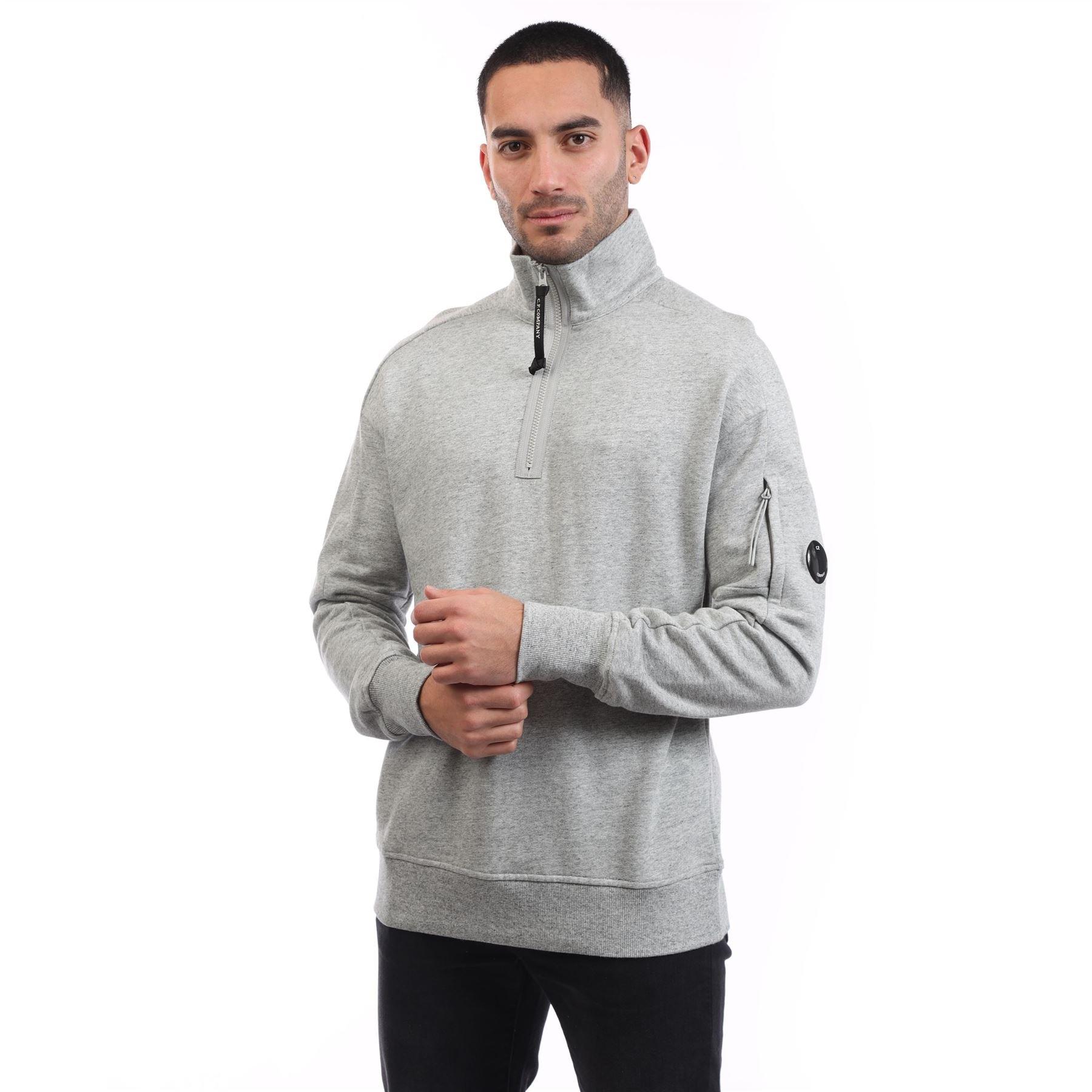 Grey - CP Company - Diagonal Raised Fleece Half-Zip Sweatshirt - 1