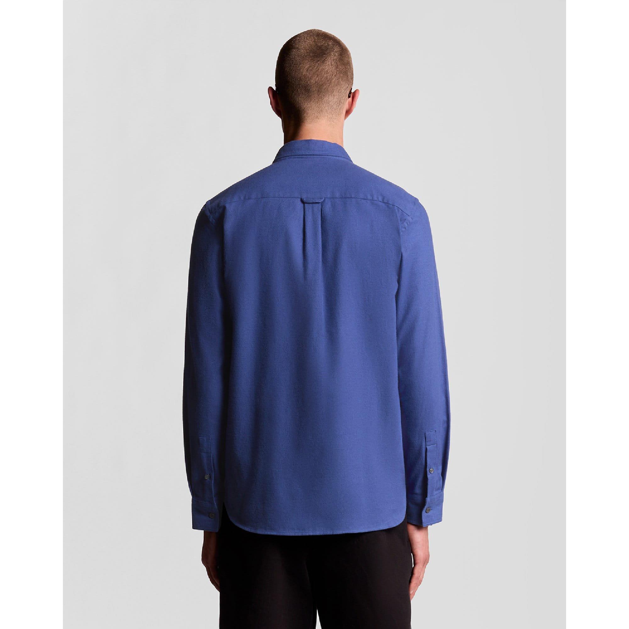 Blue - Lyle and Scott - Plain Flannel Shirt - 4