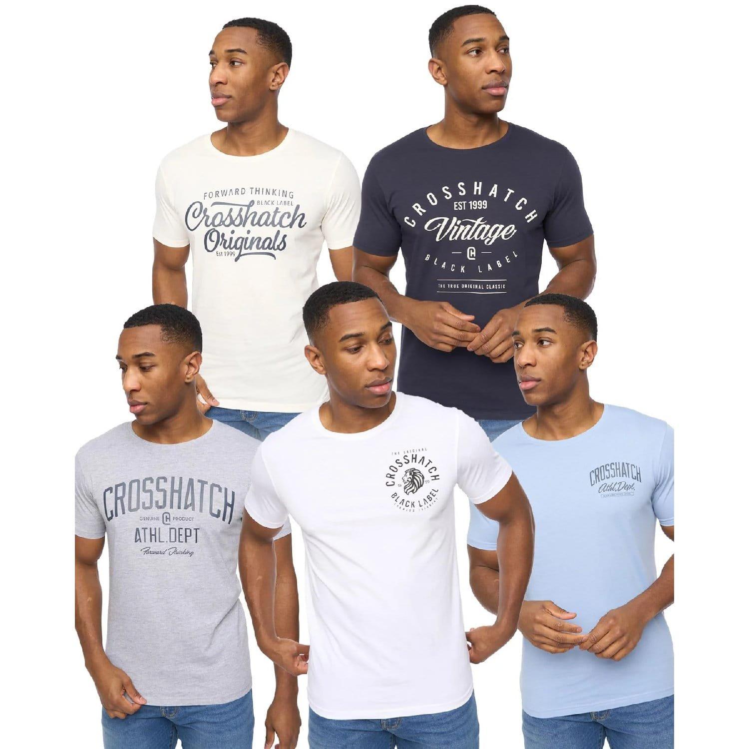 Multi Colour - Crosshatch - 5 Pack of College Theme Print T-Shirts - 1