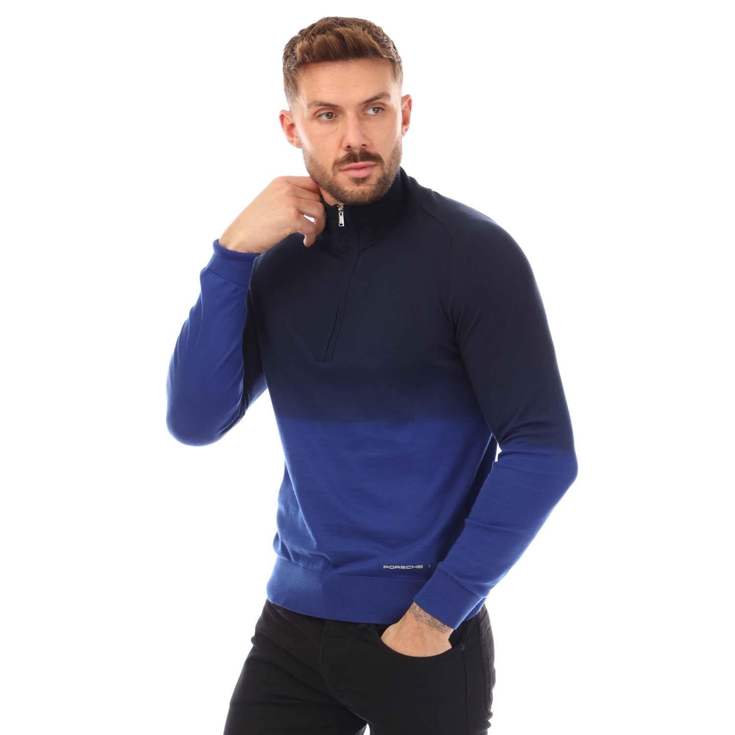 Blue - Boss - Gesso Half Zip Sweater - 3
