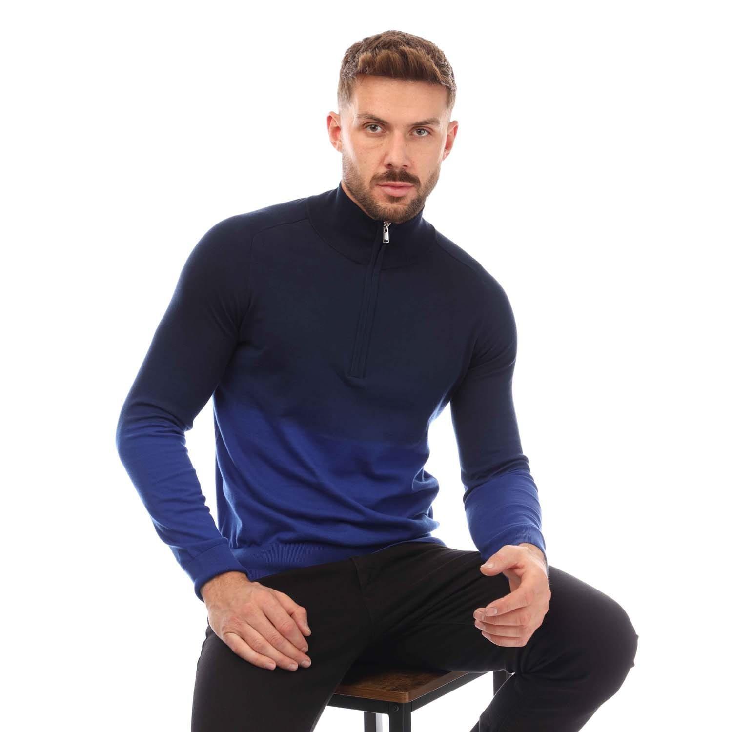 Blue - Boss - Gesso Half Zip Sweater - 5