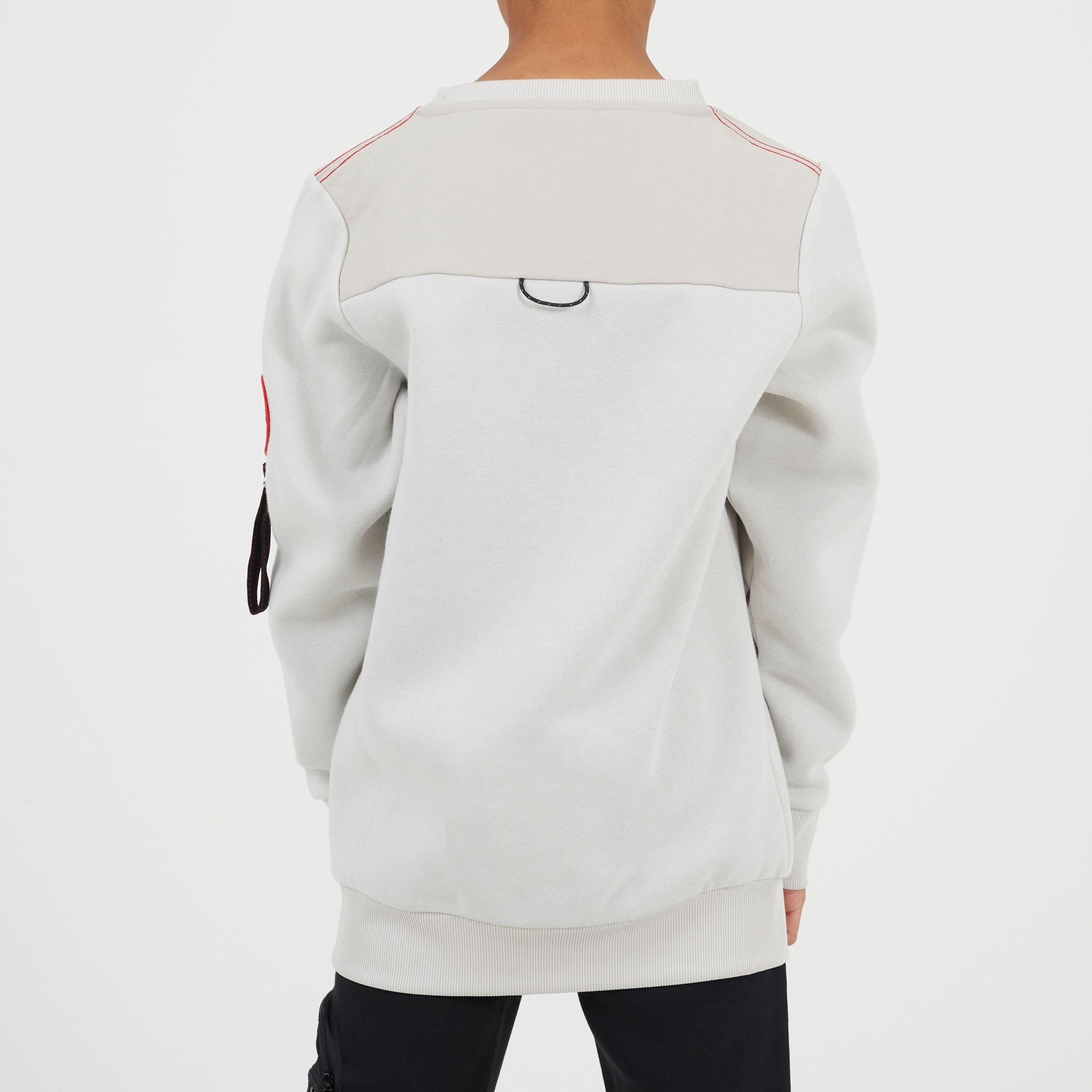 Lichtgrijs - Brave Soul - Brave Boys Crew Neck Sweater with Sleeve Badge Detail - 2