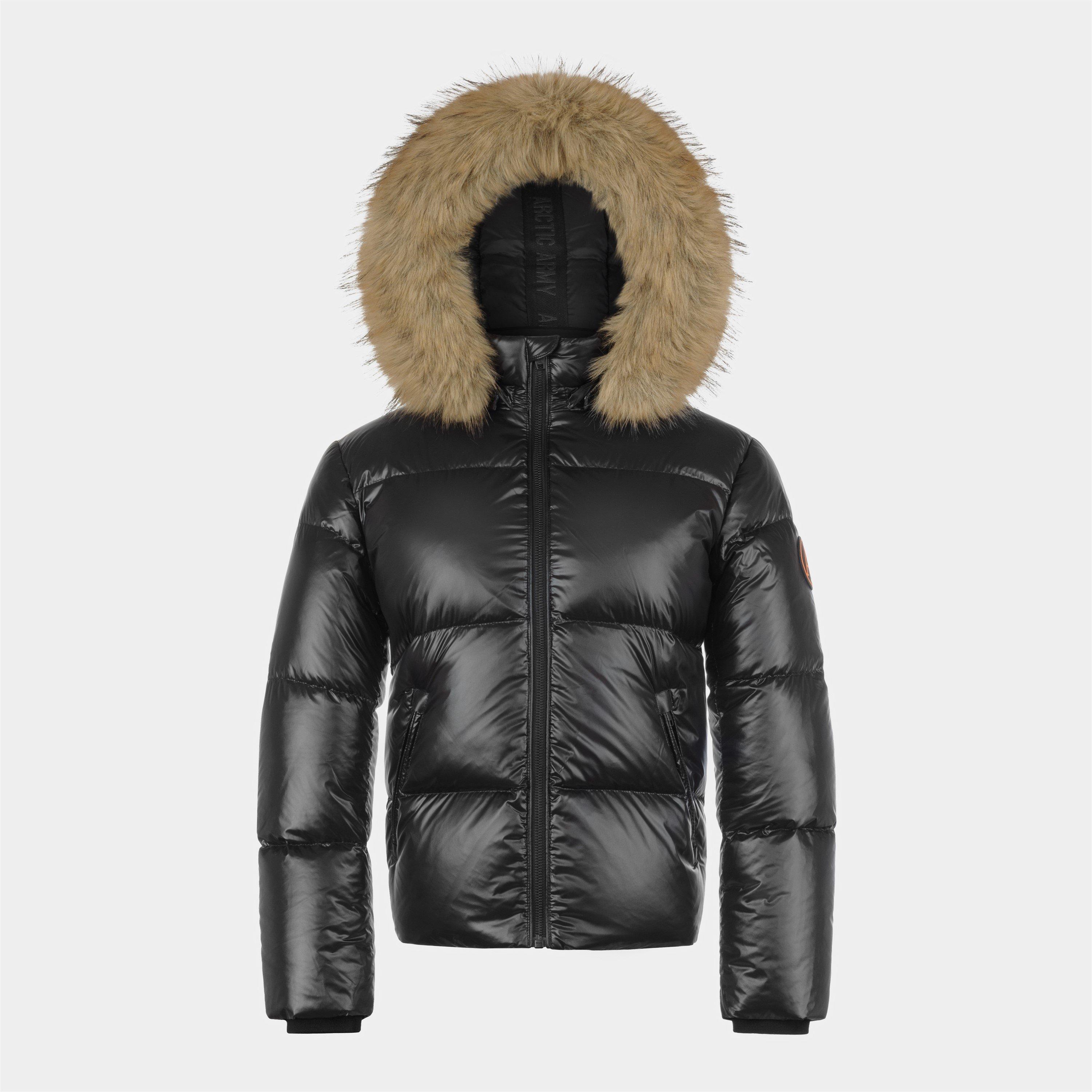 Arctic Army Kids' Winter Water-Resistant Short Puffer Jacket - Black - Size 12Y