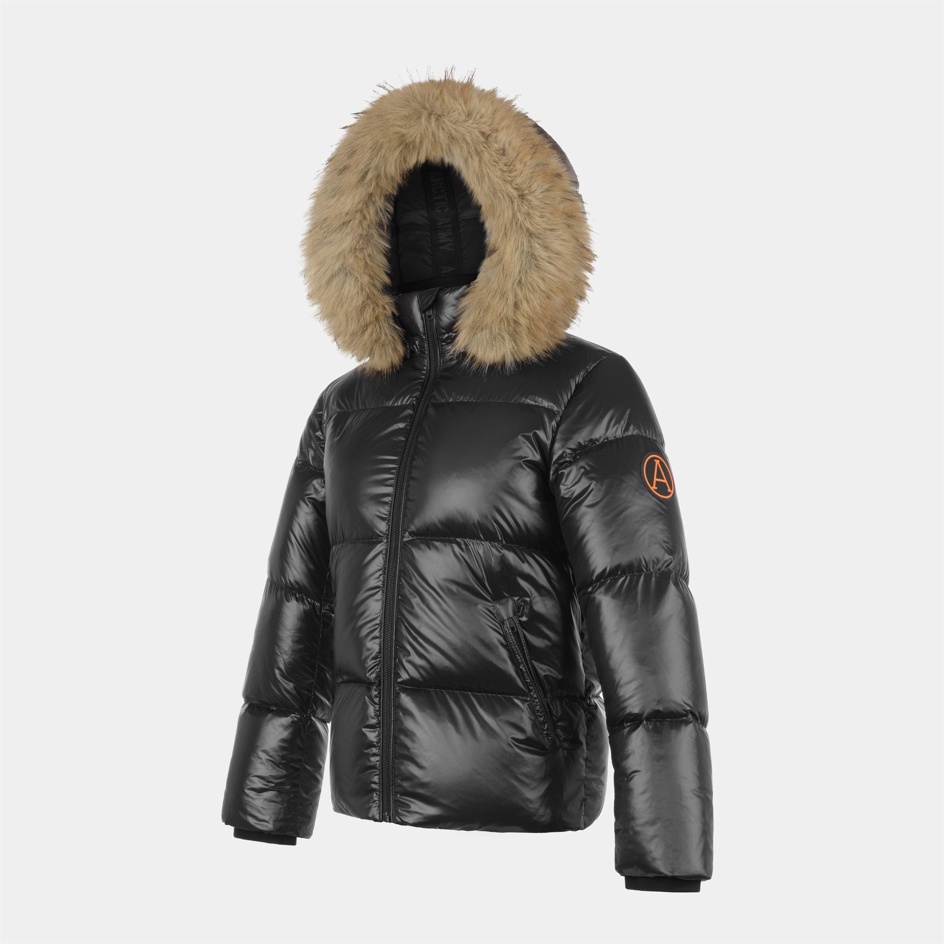 Black - Arctic Army - Kids' Winter Water-Resistant Short Puffer Jacket - 3