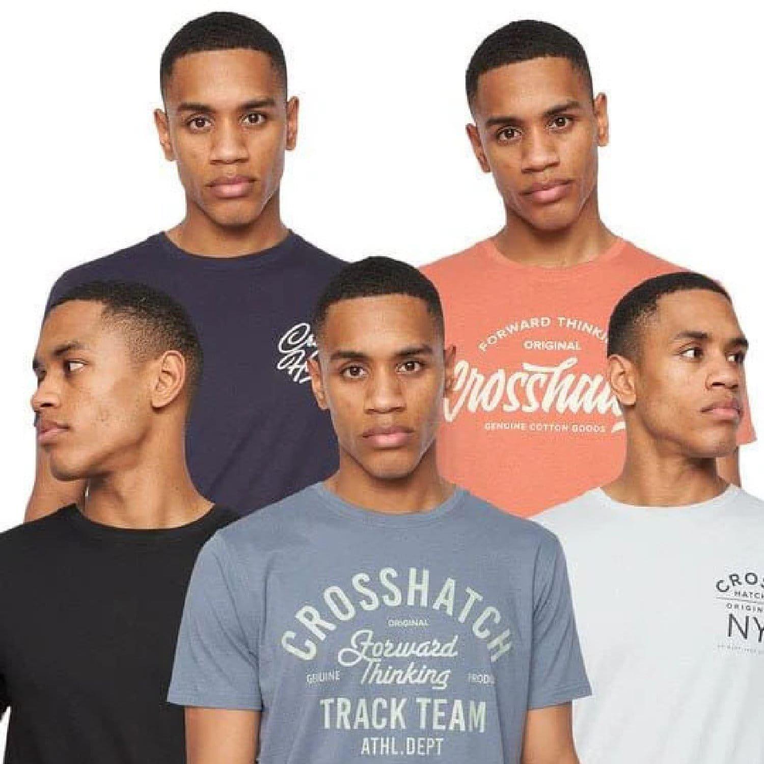 Multi Colour - Crosshatch - 5 Pack of Brandax Print T-Shirts - 1