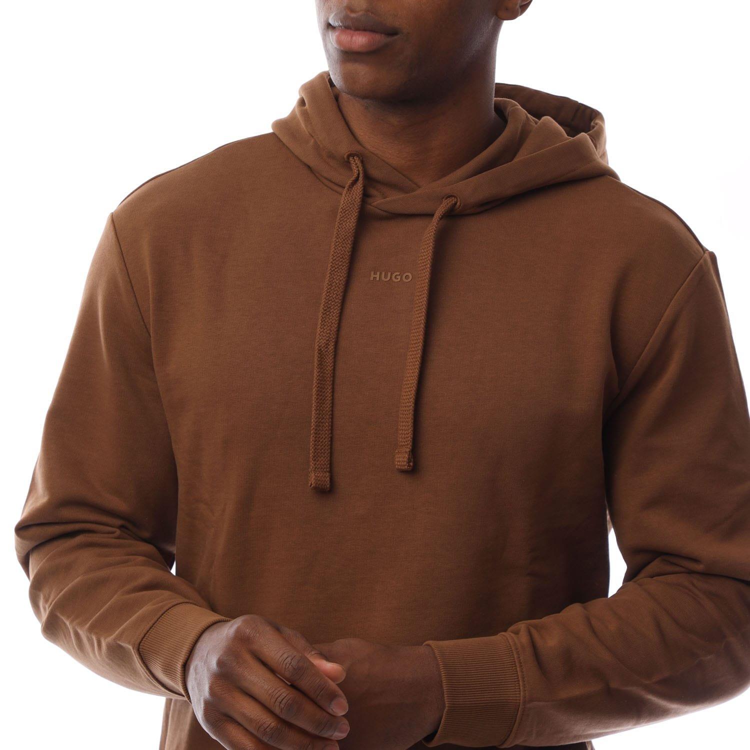 Brown - Hugo - Dapo Logo Print Hoodie - 3