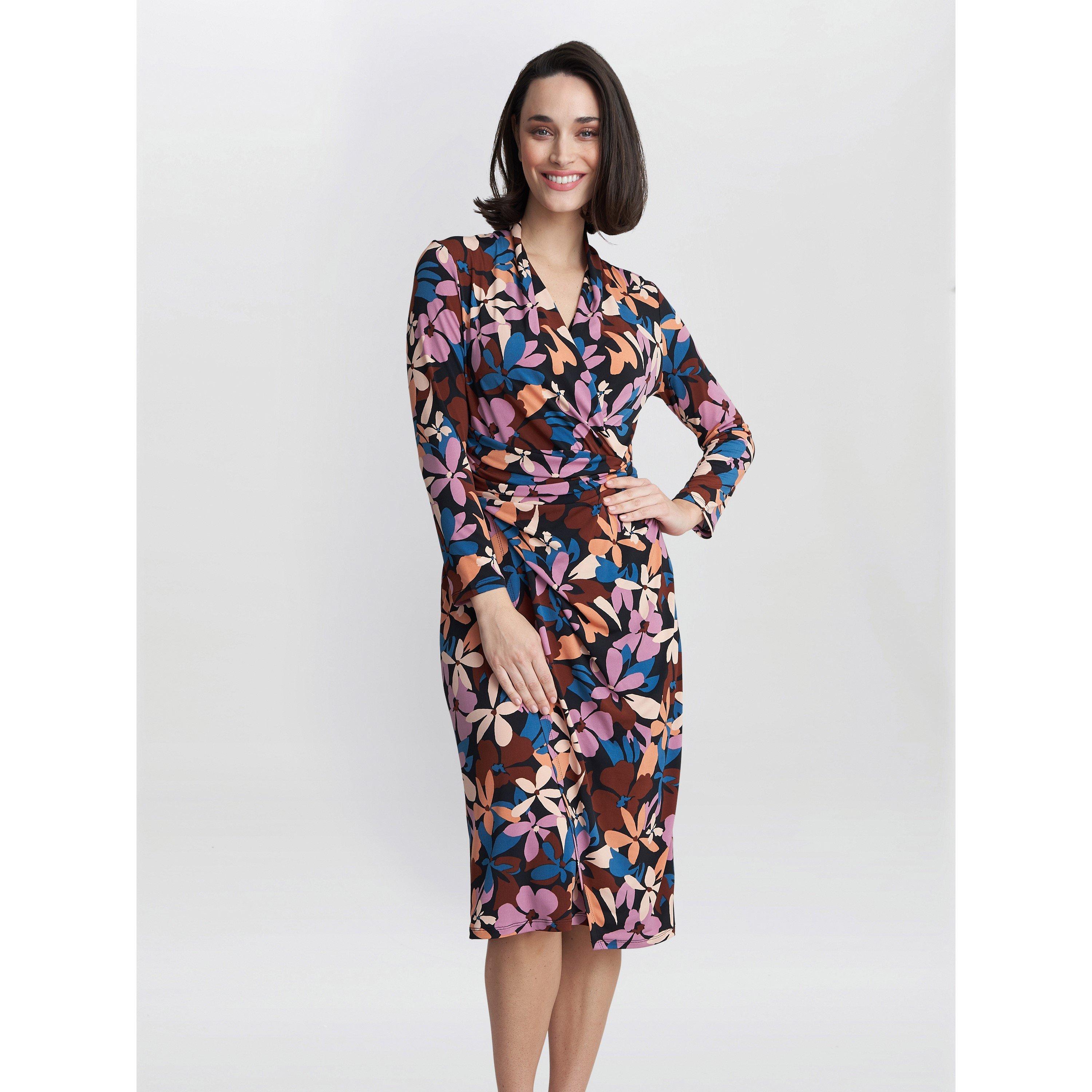 Black / Pink / - Gina Bacconi - Women's Isobel Jersey Wrap Dress - 1