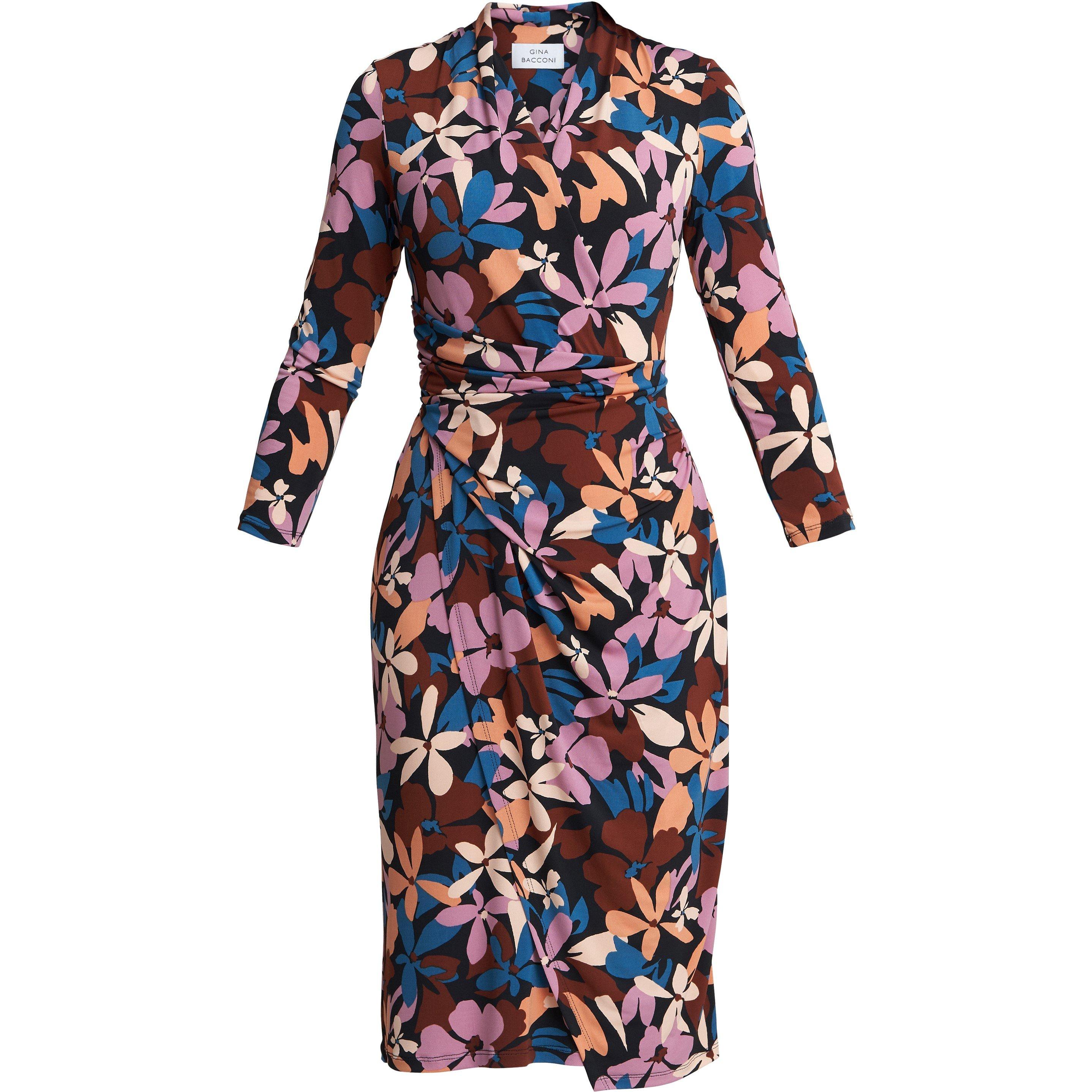 Black / Pink / - Gina Bacconi - Women's Isobel Jersey Wrap Dress - 4