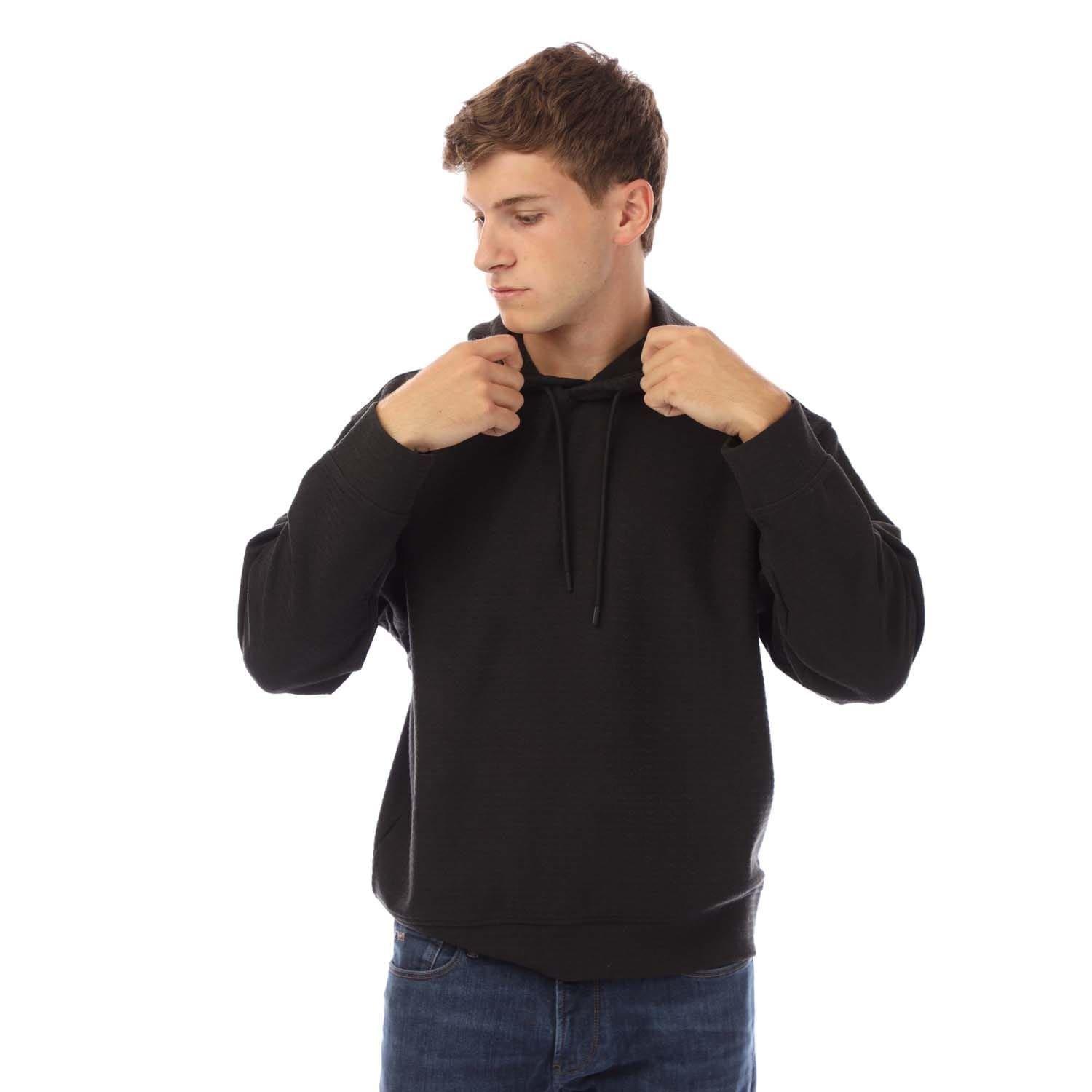 Black - Emporio Armani - Allover Lettering Hoodie - 1