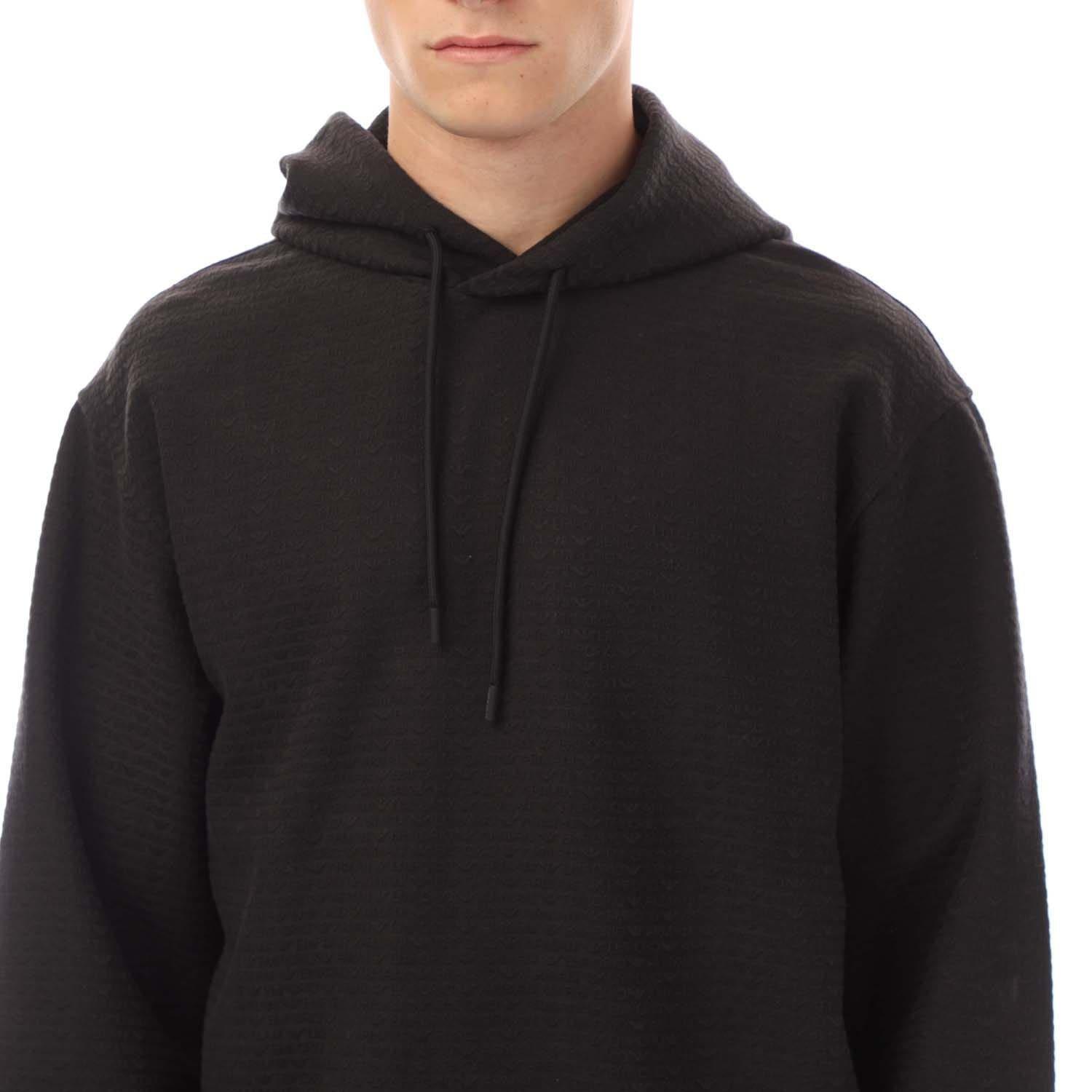 Black - Emporio Armani - Allover Lettering Hoodie - 2