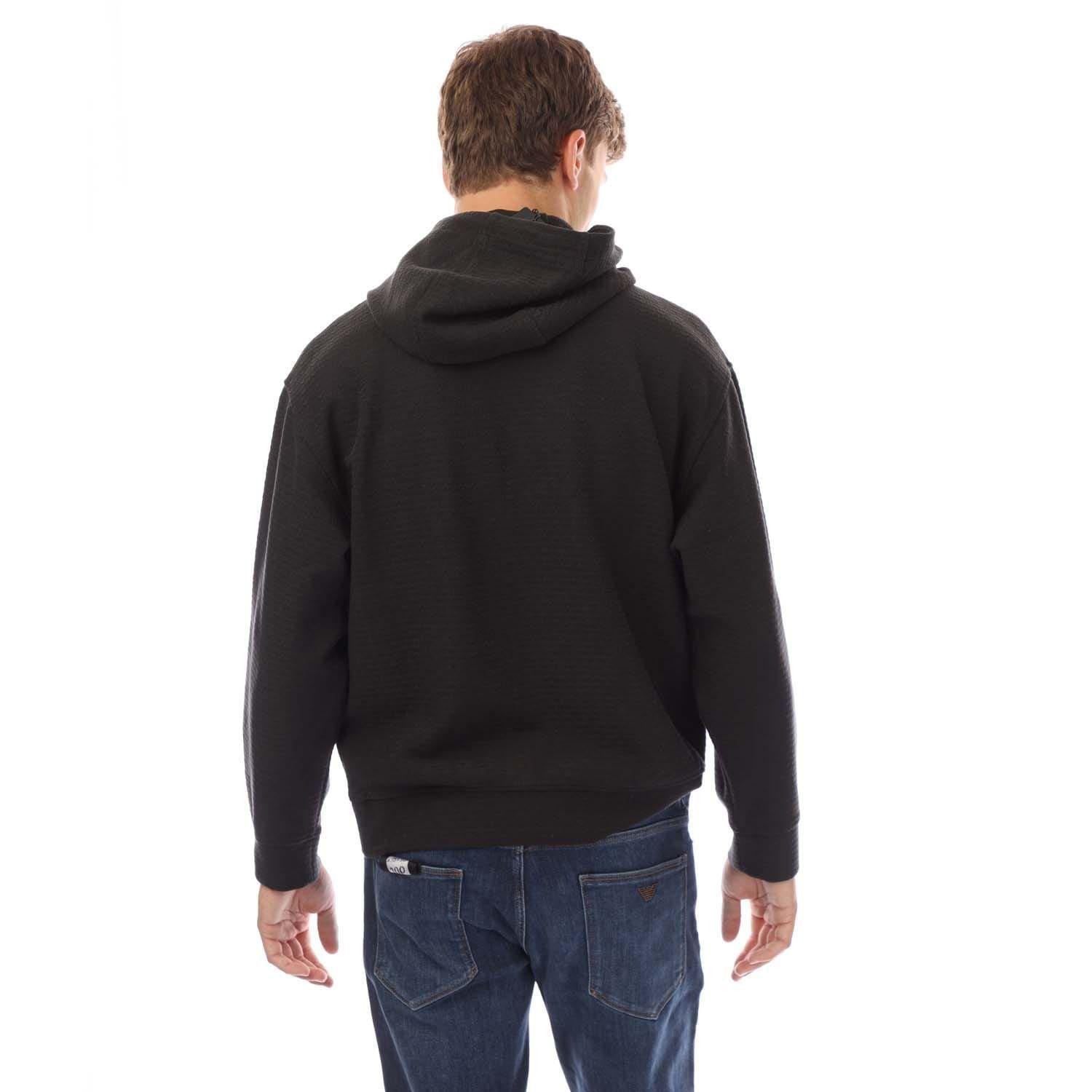 Black - Emporio Armani - Allover Lettering Hoodie - 3