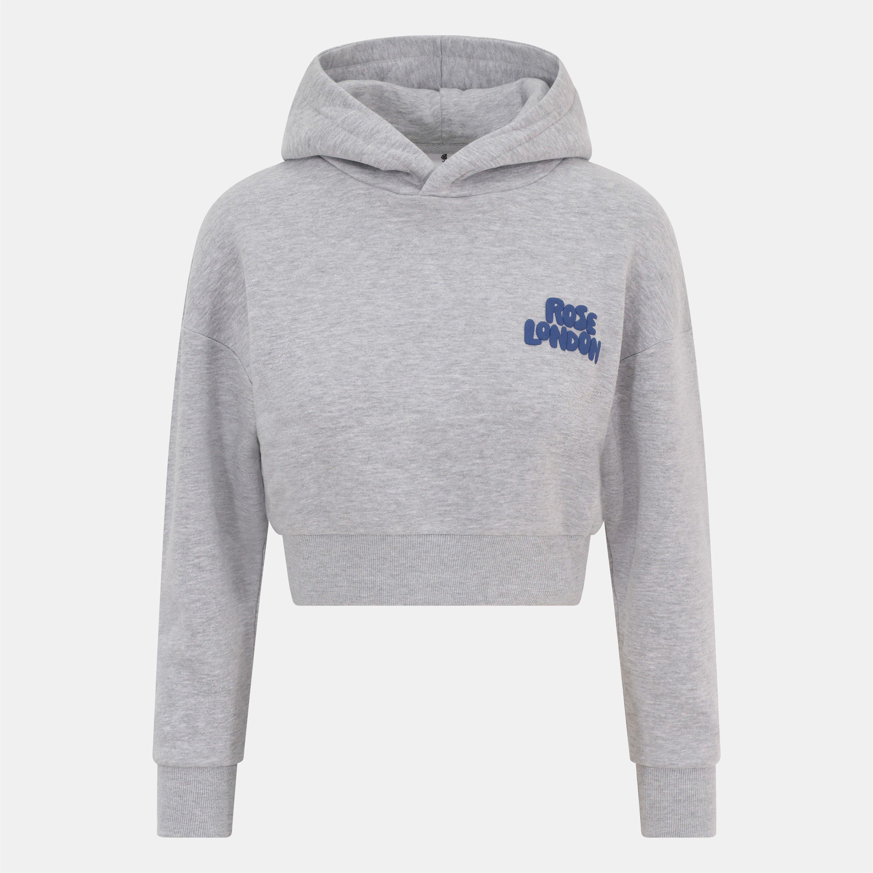Grey Marl - Rose London - Kids Sports Crop Hoodie - 1