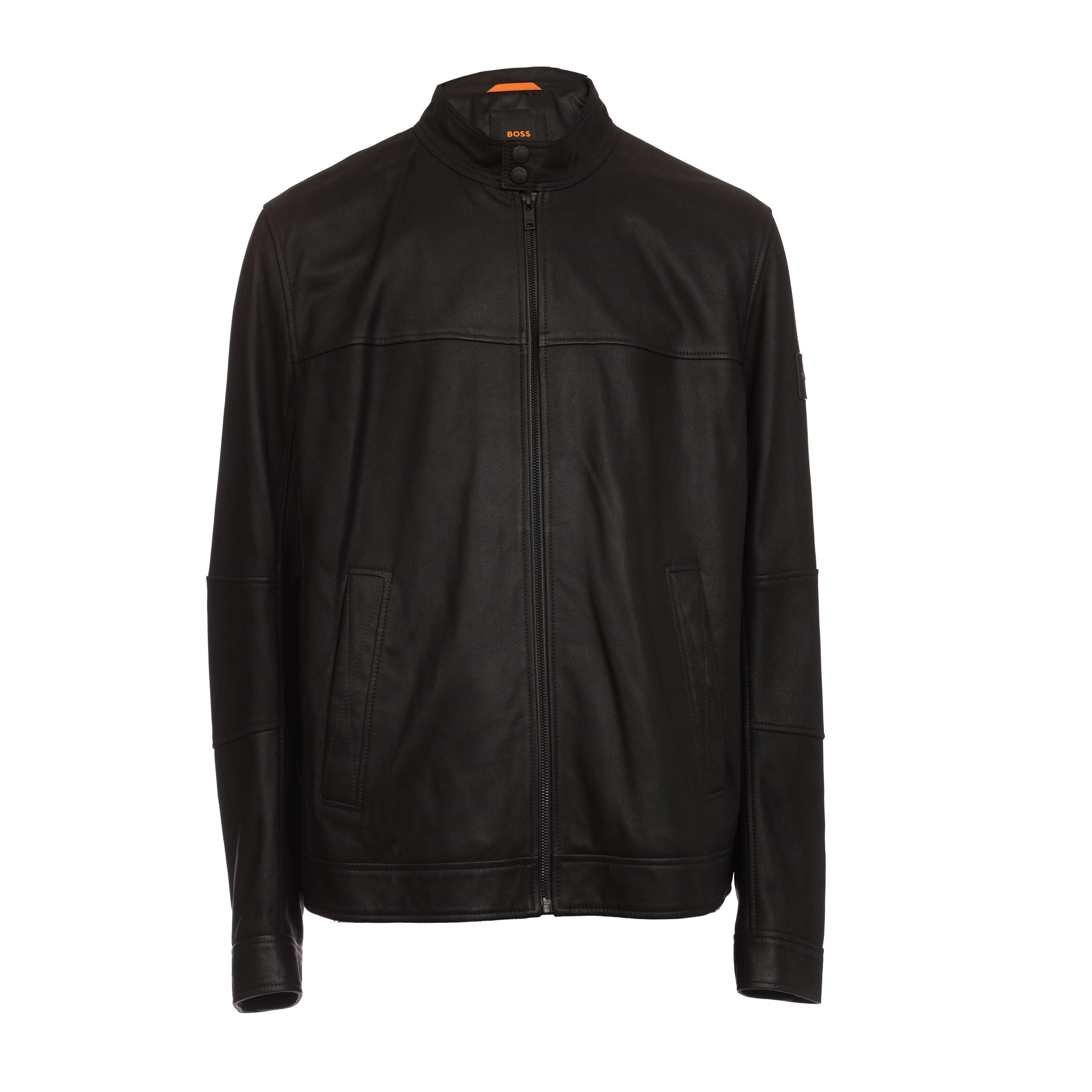 Black - Boss - Josep1 Leather Biker Jacket - 1
