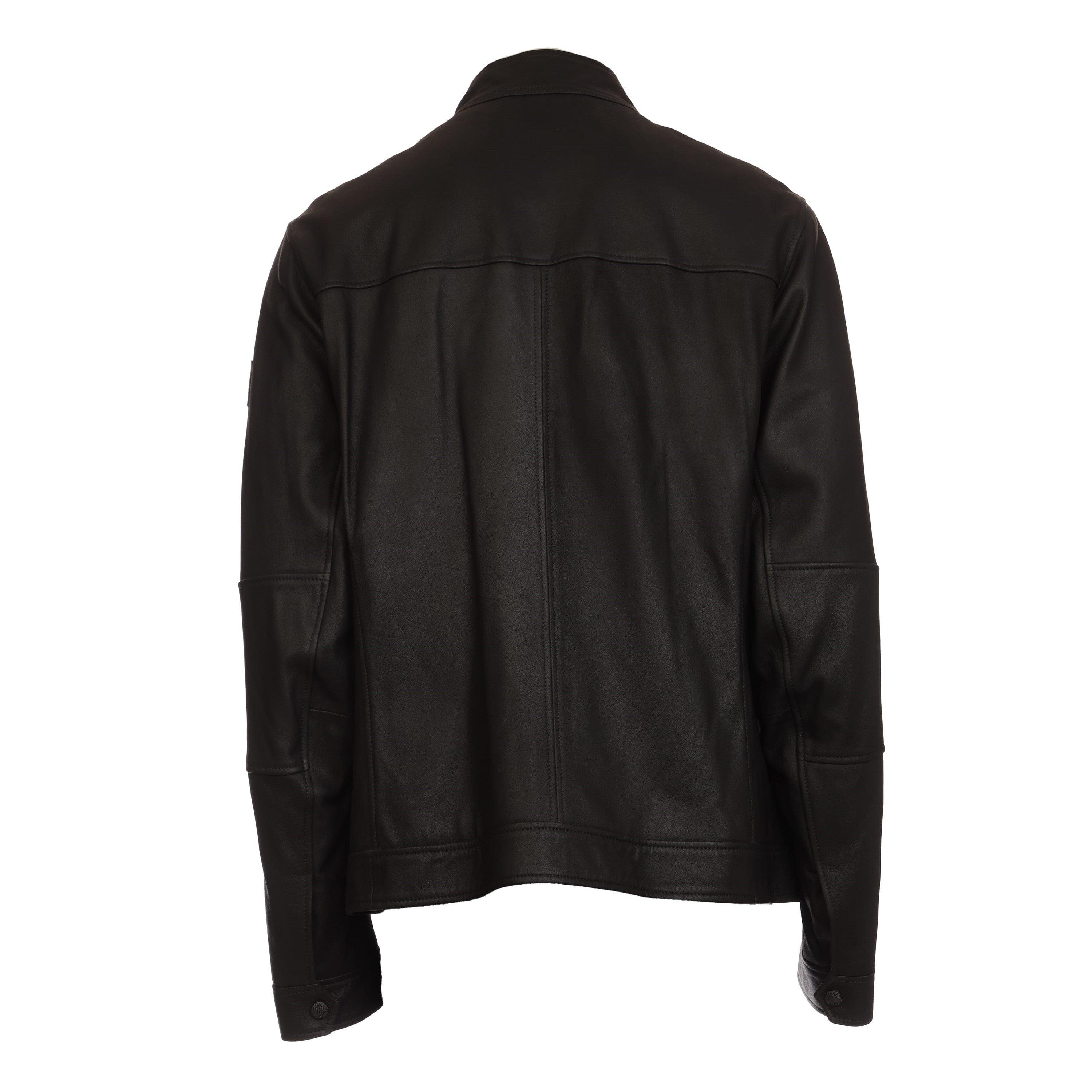 Black - Boss - Josep1 Leather Biker Jacket - 2