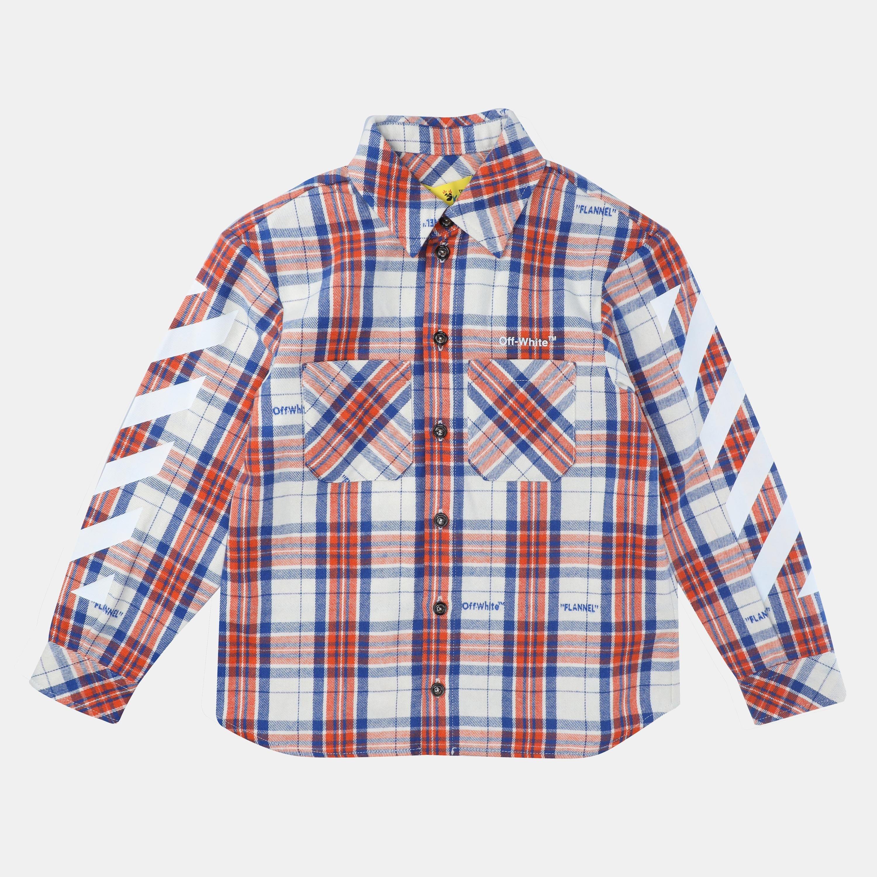 Off White Helvetica Diagonal Check Flannel Shirt