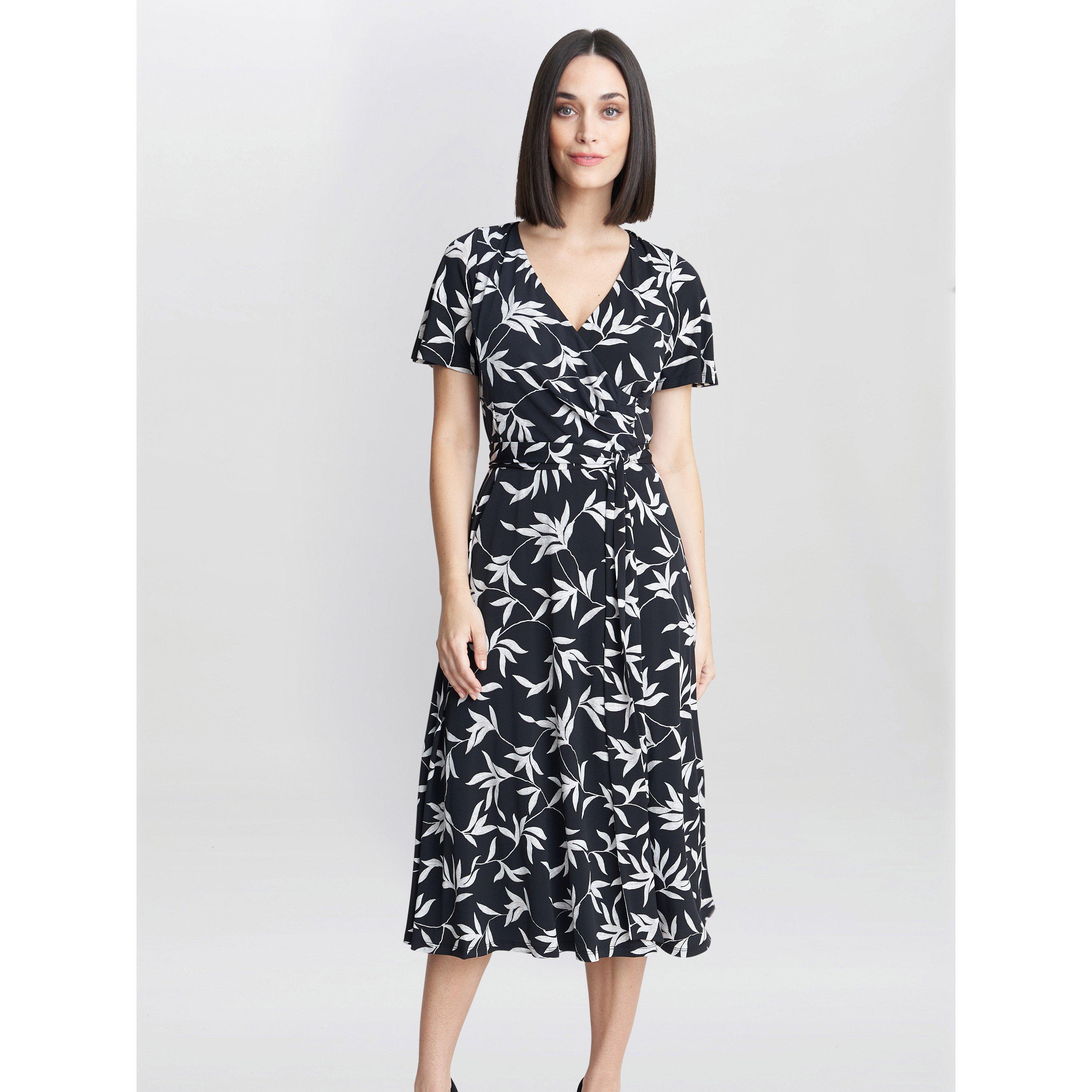 Black / Offwhit - Gina Bacconi - Women's Emma Wrap Dress - 1