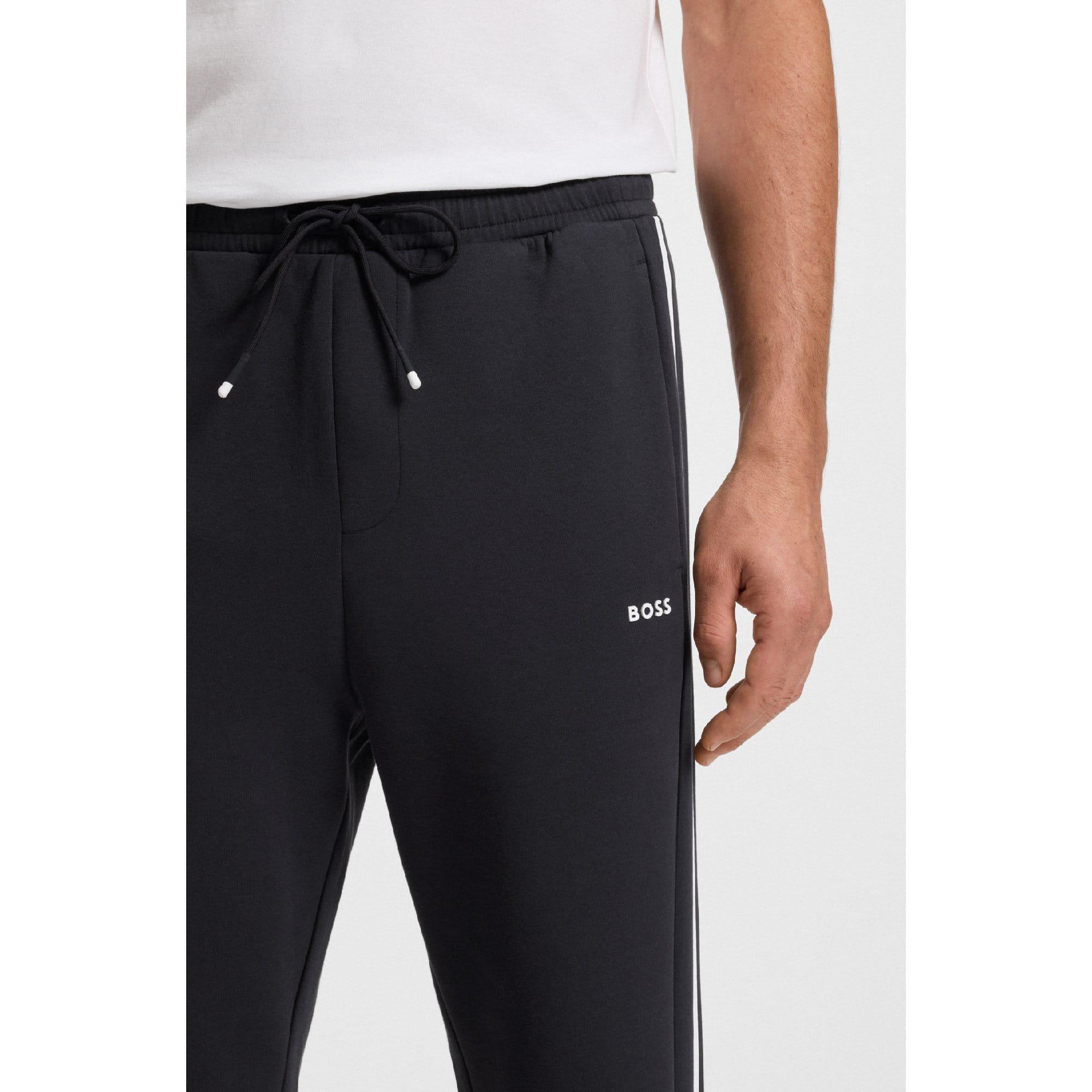 Dark Blue - Boss - Hadikonos Contrast Stripe Joggers - 5