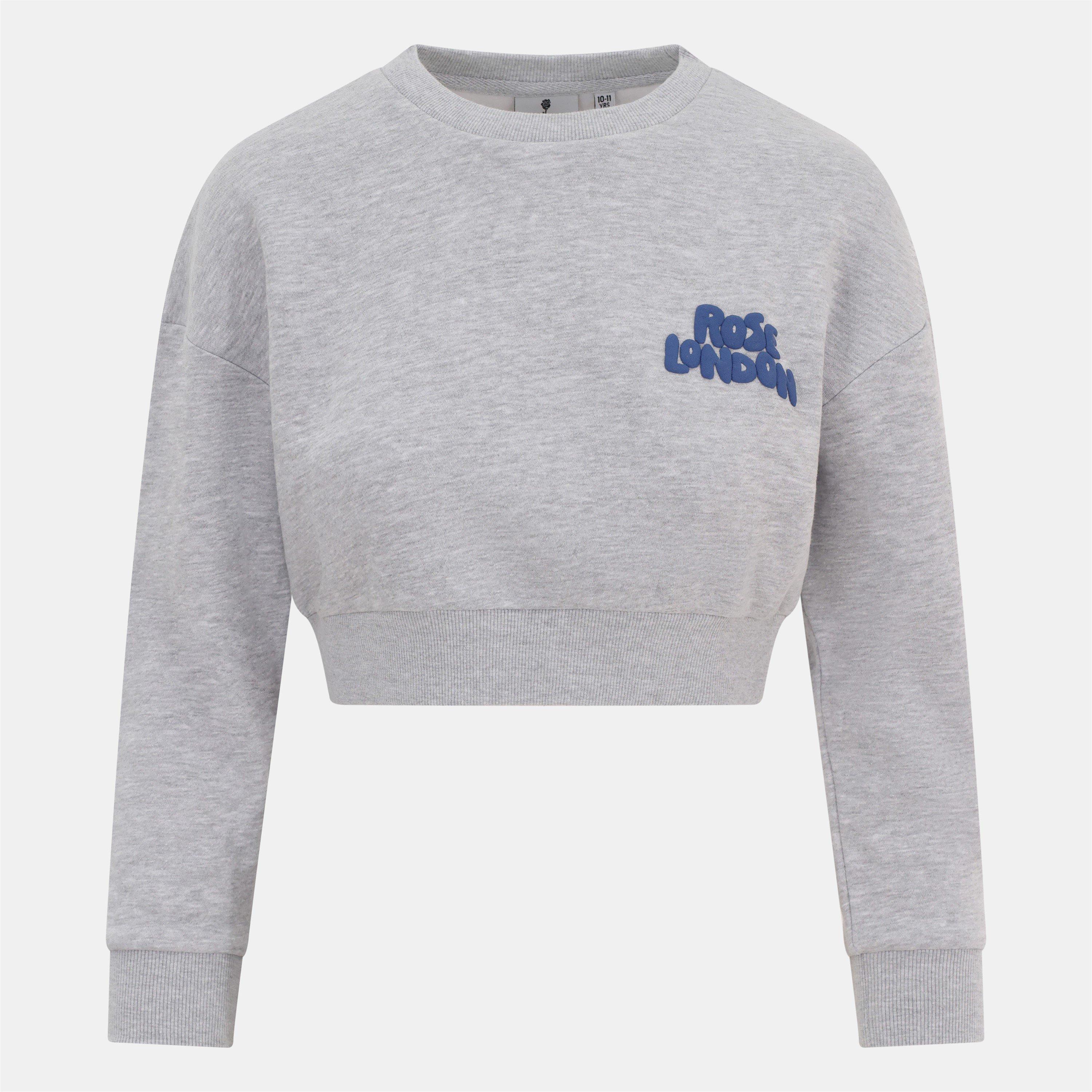Grey Marl - Rose London - Sports Crop Sweatshirt Junior Girls - 1